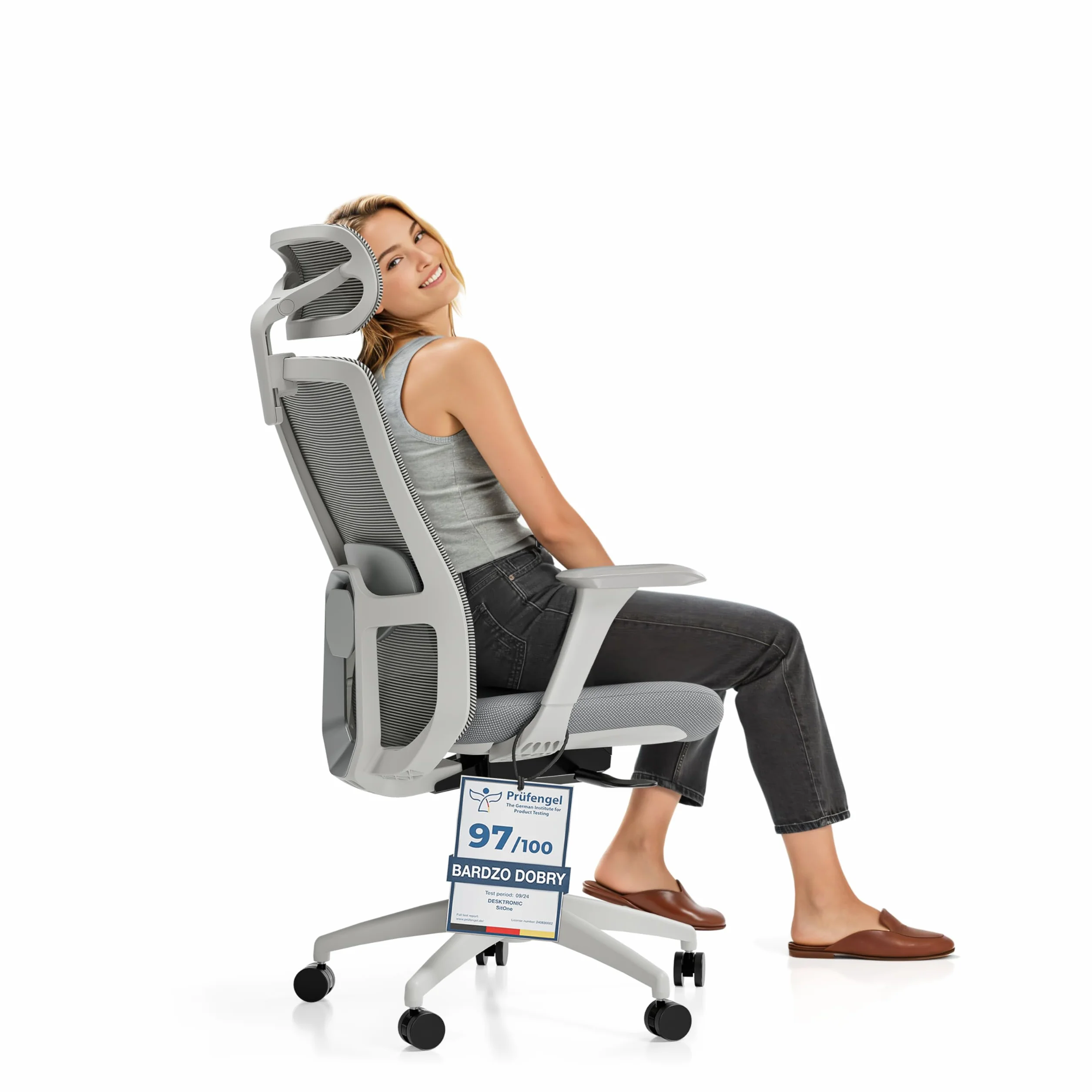 Desktronic Regulowane Ergonomiczne Krzesło Biurowe z Podparciem Lędźwiowym, Regulacja Wysokości, Oddychająca Tkanina