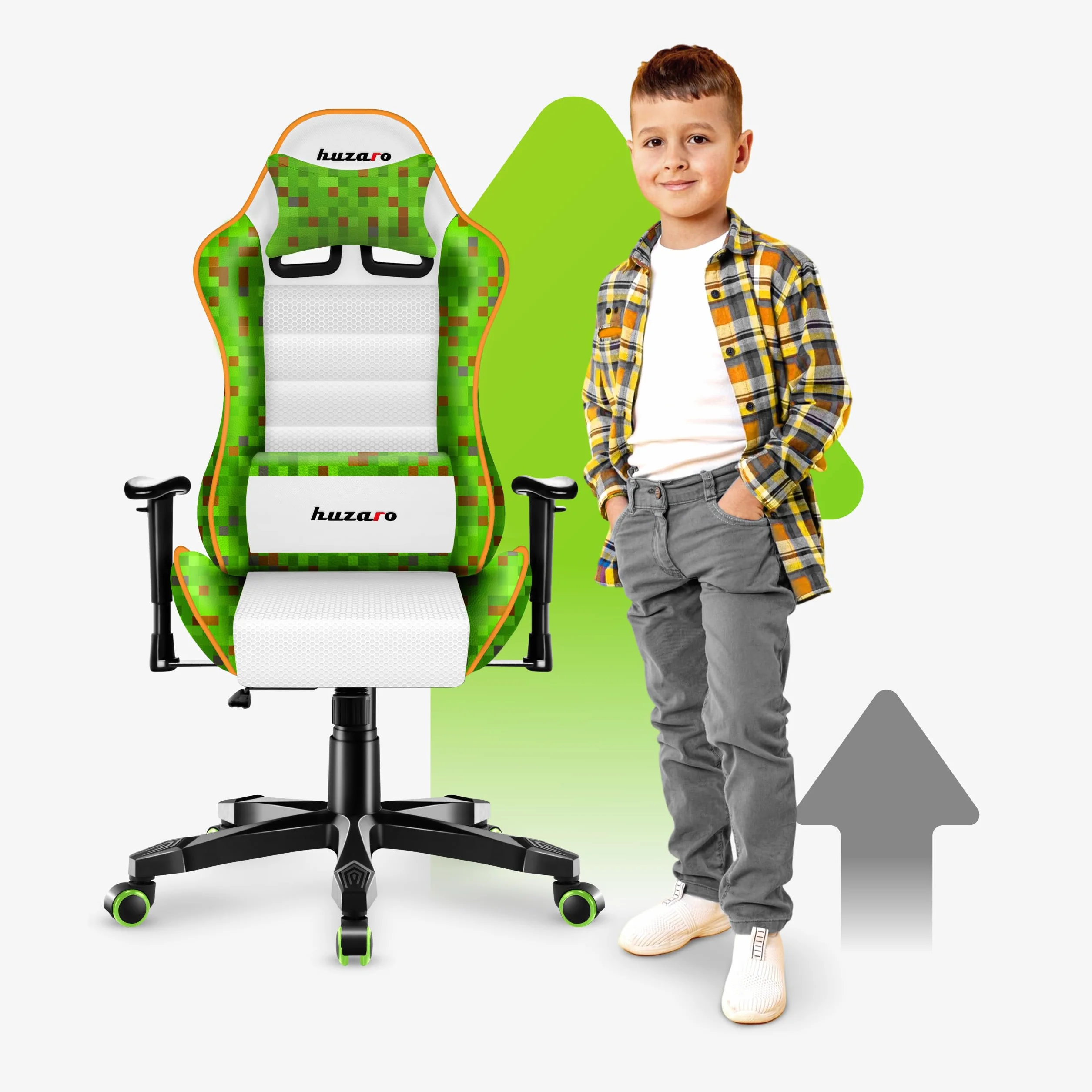 Huzaro Ranger Pixel Mesh Ergonomiczne krzesło do gier dla dzieci, oddychające, z podparciem lędźwiowym, 100-160 cm