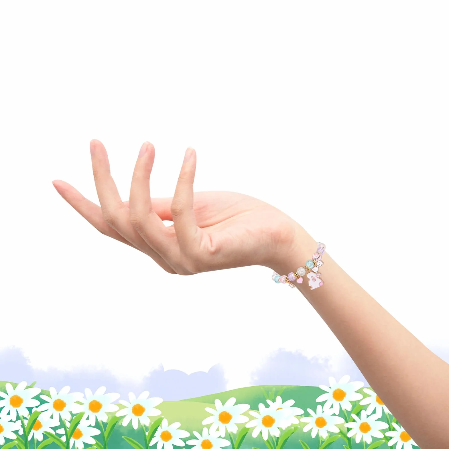 Mikovivi Bransoletki Wielkanocne, Kolorowe Elastyczne Bransoletki z Gliny Polimerowej ze Słodkimi Króliczkami Biżuteria Przyjaźni Wielkanocnej dla Kobiet