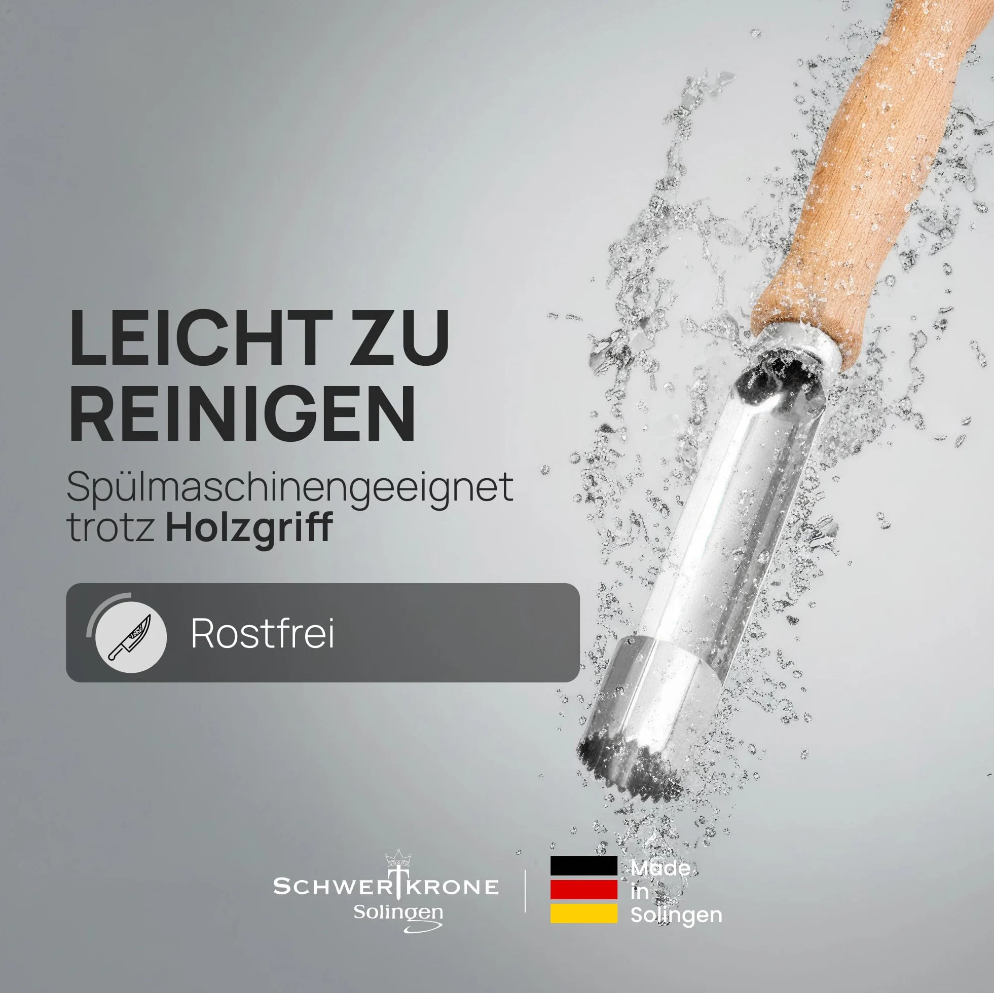 SCHWERTKRONE® Solingen Drylownica do jabłek ze stali nierdzewnej drewniany uchwyt Made in Germany
