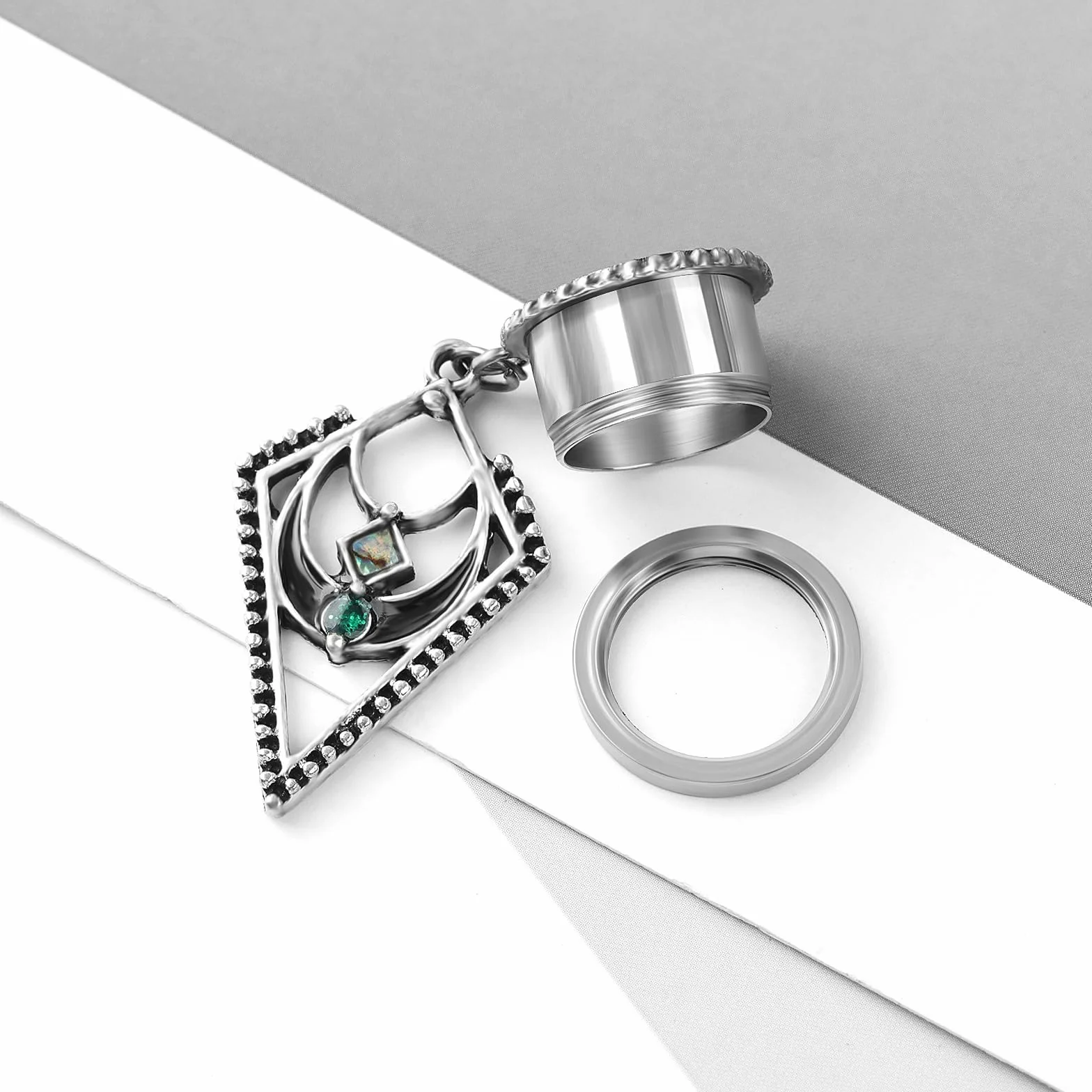 HuaCan tunele i zatyczki do uszu - 2 szt. tunele do ciała średnica stal nierdzewna podwójnie rozkloszowany wkręcany wisiorek styl boho ekspandery 6 mm-20 mm e Stal nierdzewna, colore: Gauge-12mm(1/2"), cod. UK-MX036-12mm-Pair
