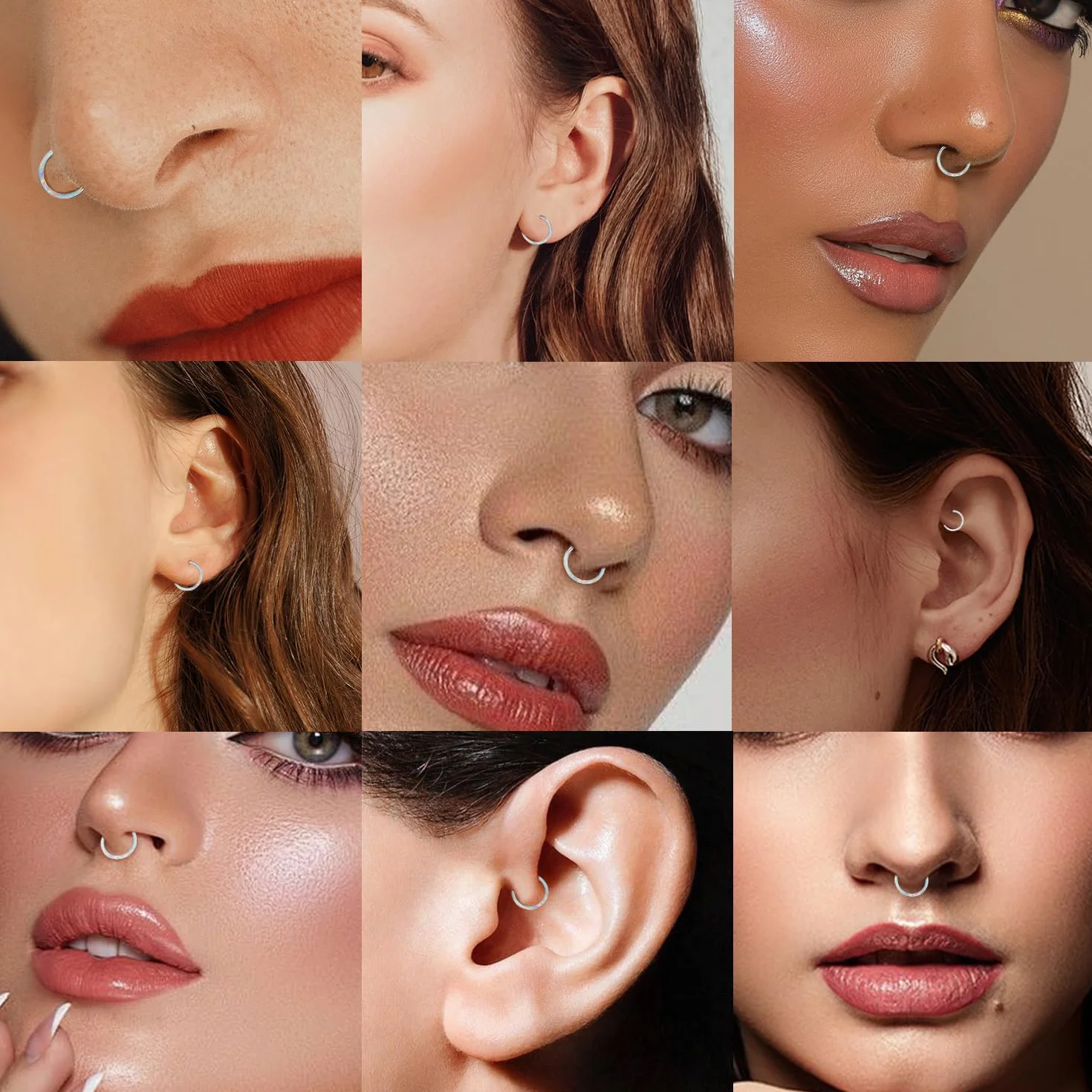 G23 tytanowy kolczyk do przegrody nosowej biżuteria pierścień do przegrody nosowej Daith Conch Helix chrząstka obręcz kolczyk clicker segmentowe pierścienie tragus rook złoty srebrny opal