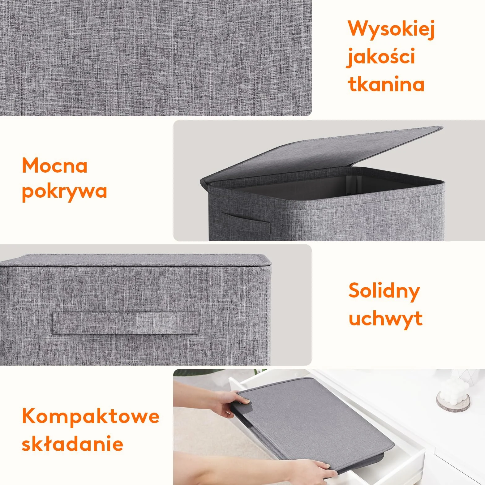 Lifewit 100 l Kosz na pranie składany z pokrywką i 2 torbami Szary