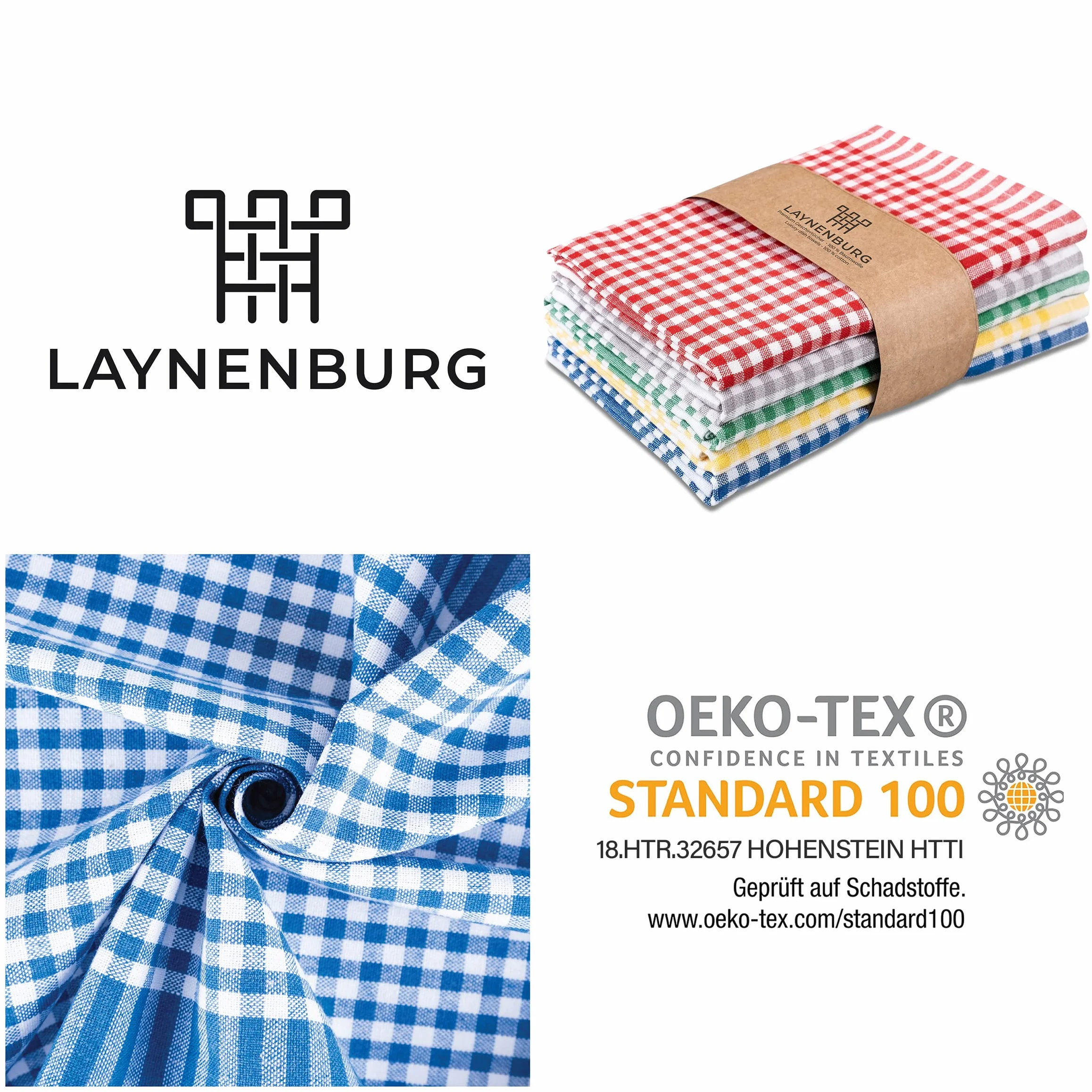 LAYNENBURG Oeko Tex Standard 100 ścierki do naczyń, 100% bawełna, 45 x 65 cm, nowoczesne ręczniki do naczyń, niestrzępiące się i nowoczesne, 100 sztuk