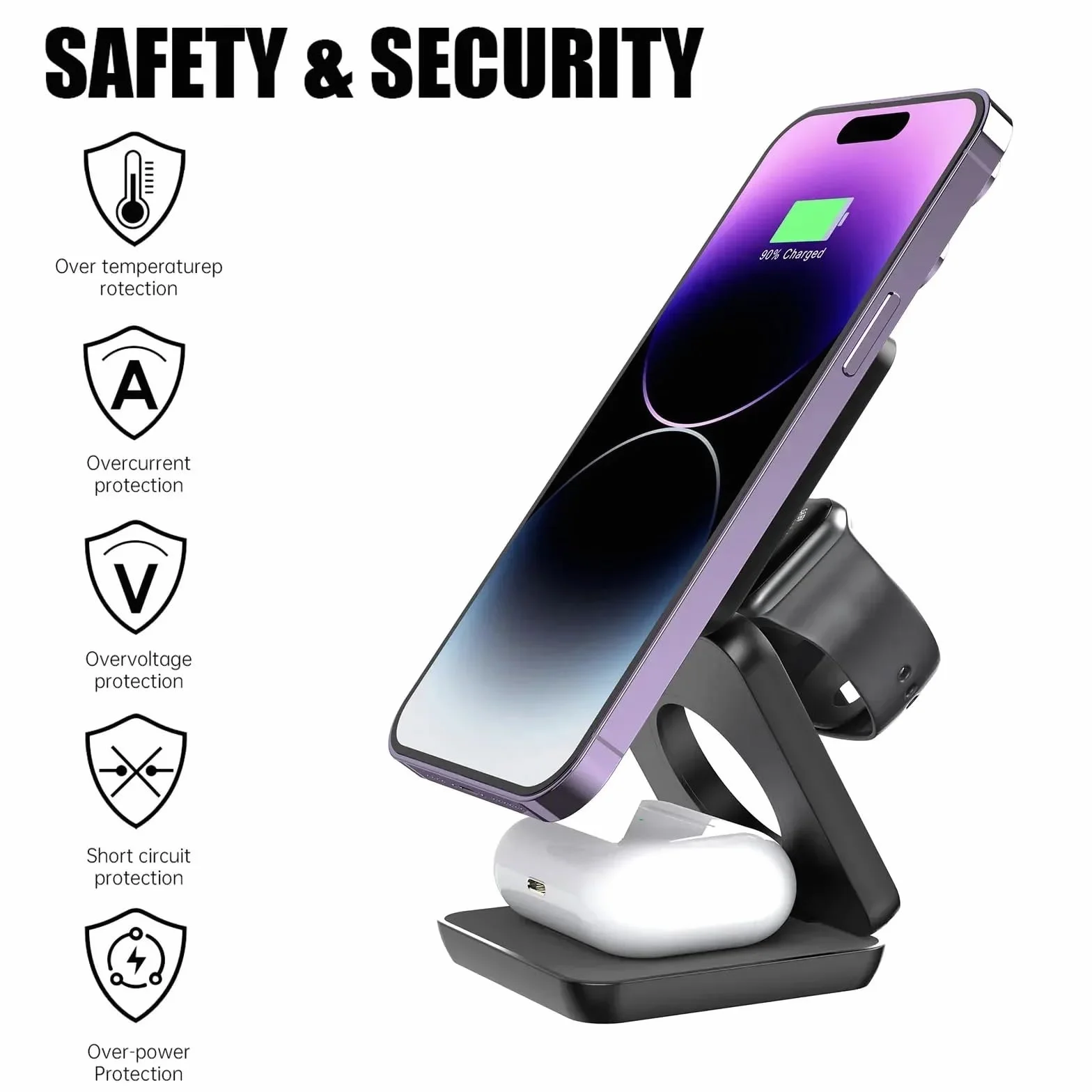 GUMMMY Bezprzewodowa ładowarka 3 w 1 stojak magnetyczna składana bezprzewodowa stacja ładująca do telefonu 15 14 13 12 Pro Max IWatch 8 9 ładowarka