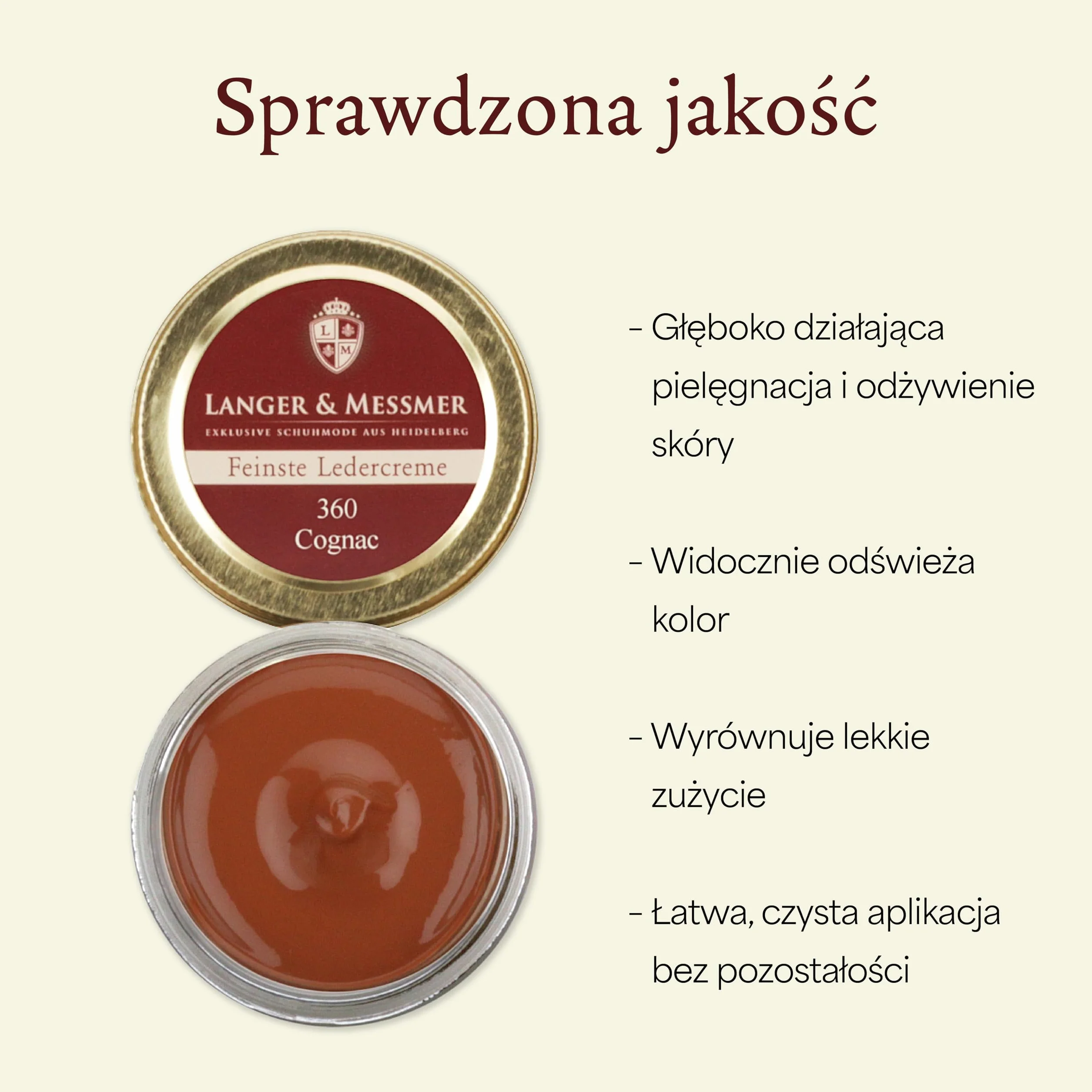 Langer & Messmer najdelikatniejszy krem do skóry 50 ml do gładkiej skóry - wysokiej jakości pasta do butów do pielęgnacji butów