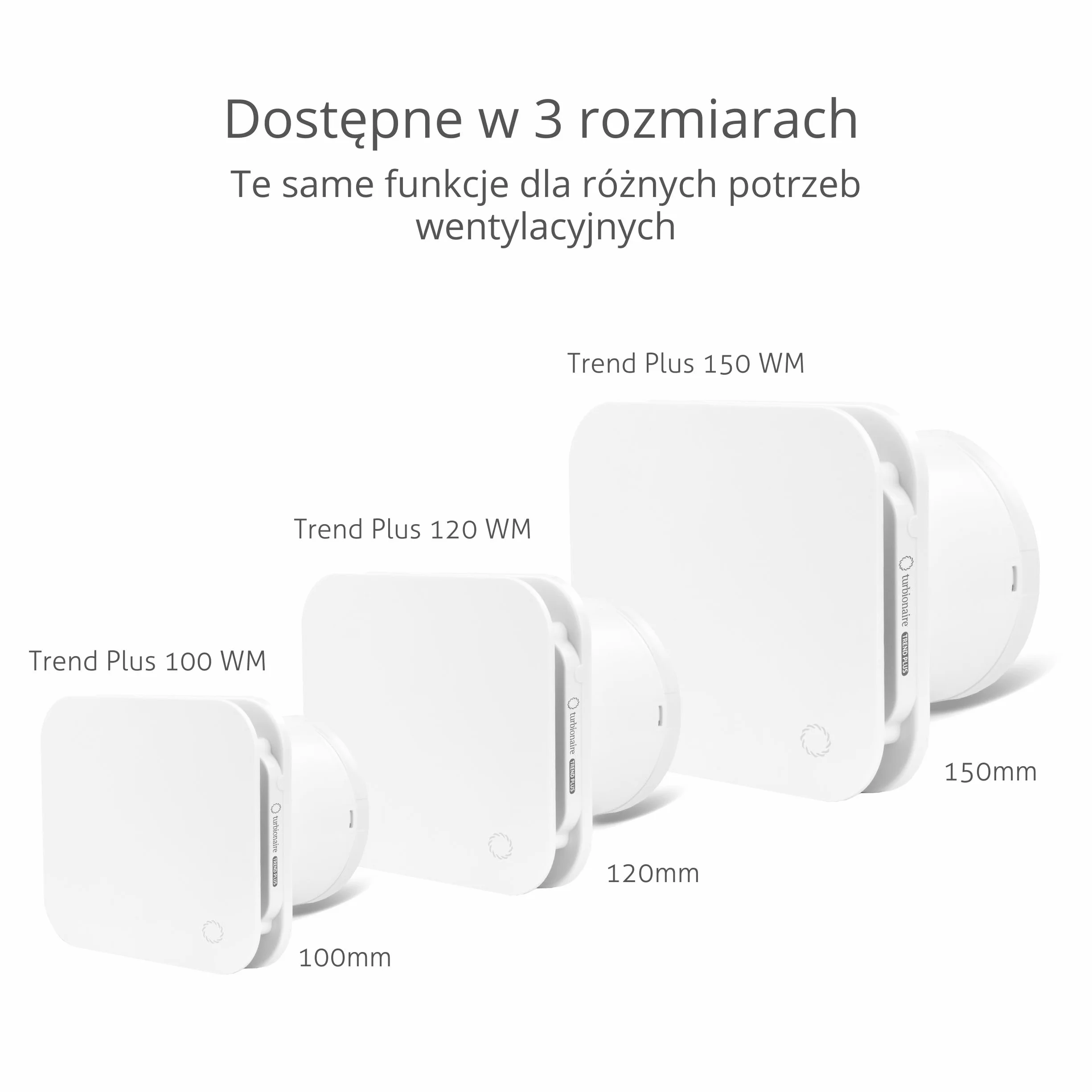 Turbionaire Trend Plus 100 WM – Wielofunkcyjny Wentylator Łazienkowy z Pilotem, Silnik DC Brushless, 7 Prędkości + Tryb Boost, Timer, Zawór Zwrotny, 85 m³/h, Cichy, Ø100 mm, Gwarancja 3