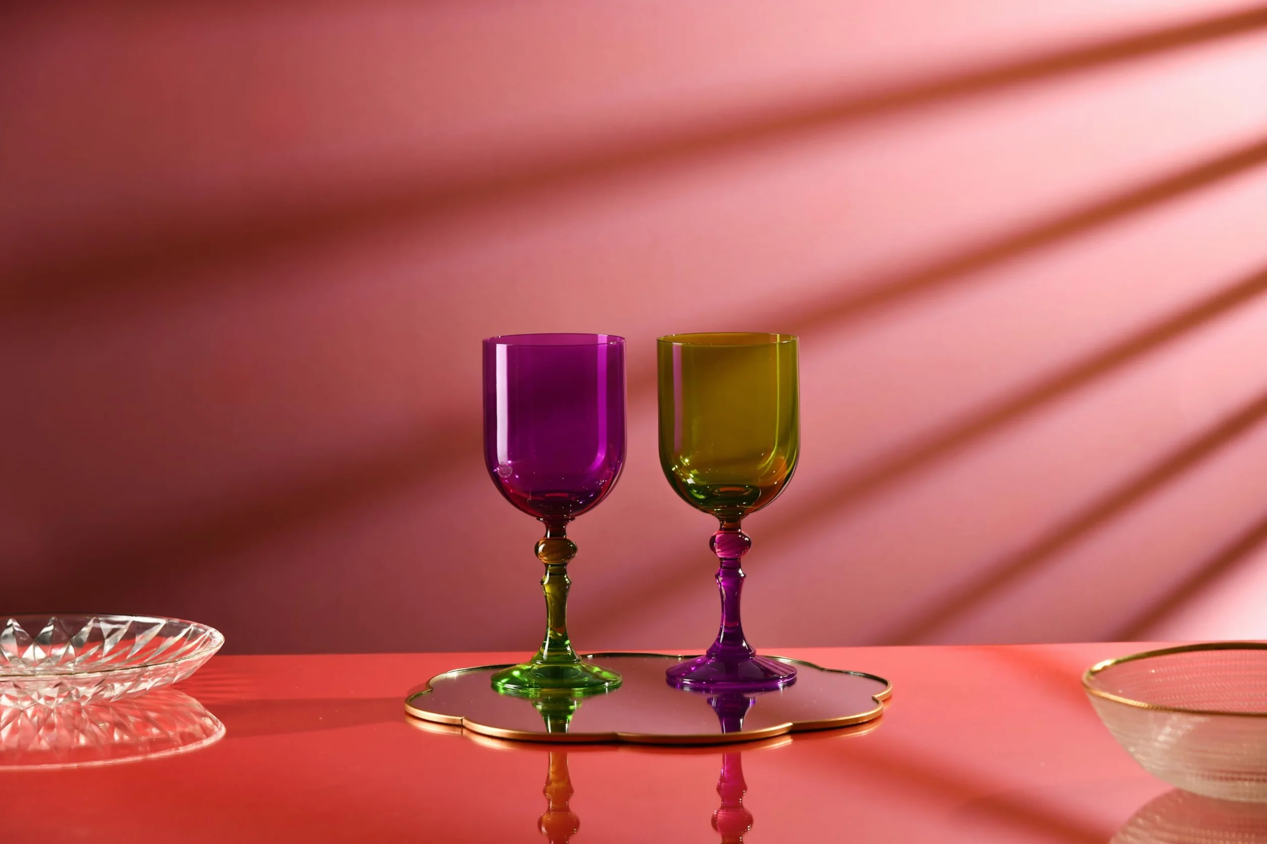 KROSNO – Kolorowe Kieliszki do Wina Czerwonego i Białego, Mocktails Wody – 2 x 300 ml – Kolekcja Bubble – Fioletowo-Zielone – Kryształ Bezołowiowy – Ręcznie malowane