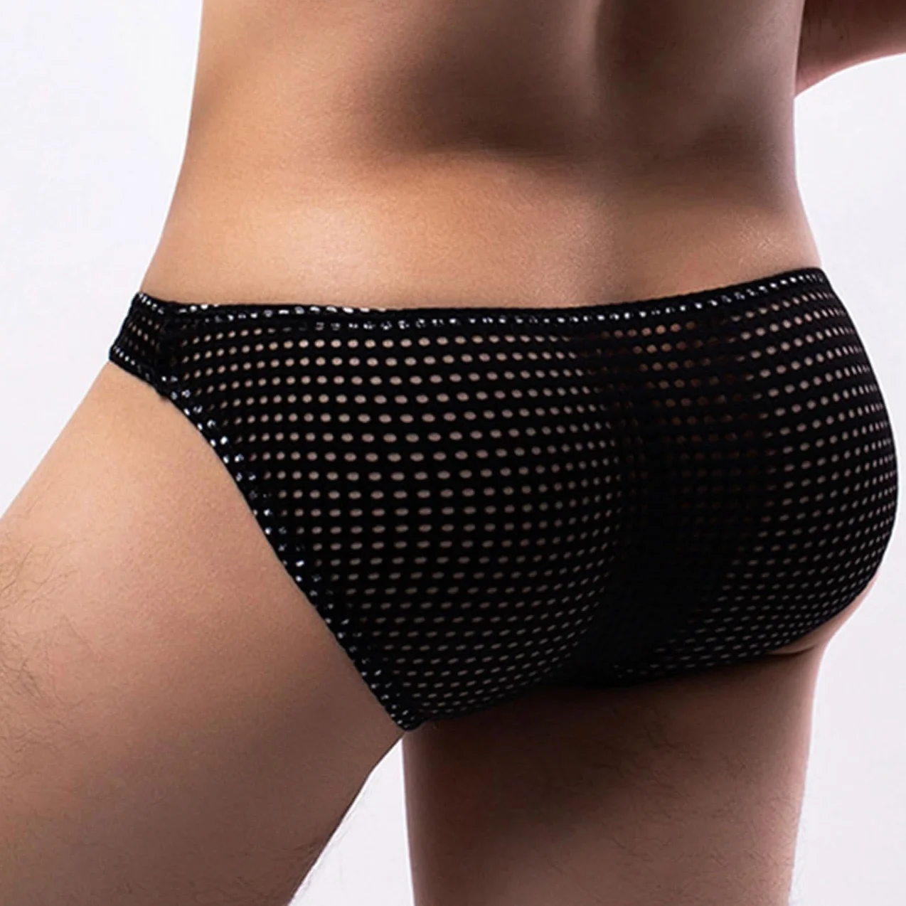 Męskie Stringi Siateczkowe Niski Stan Seksowne Majtki Mesh Nylon Elastan Wygodne U Przestrzeń Dla Mężczyzn Bielizna Przewiewne One Size
