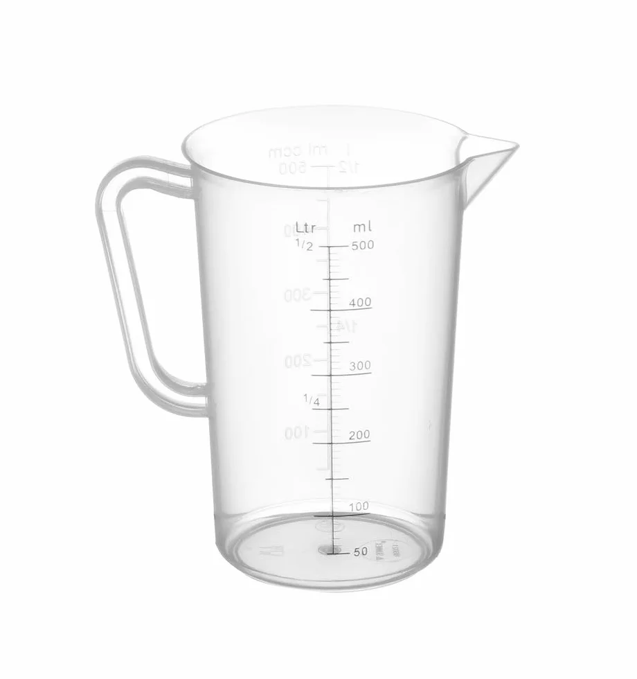 HENDI Miarka, podziałka na boku miarki, ergonomicznym uchwytem, odporny na pęknięcia, kubek miarowy, 0,5L, ø90x(H)140mm, polipropylen, przezroczysty