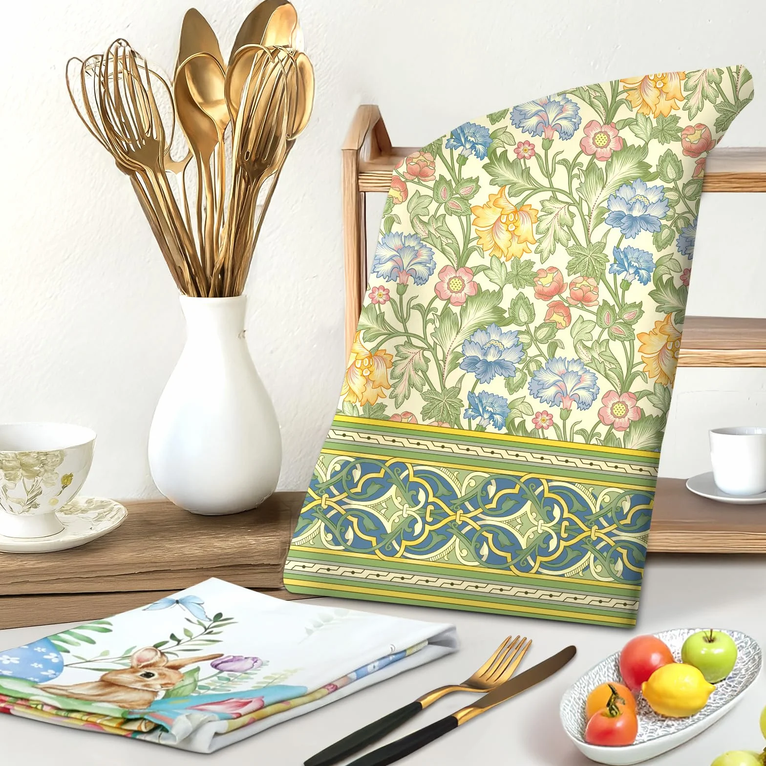 Ręczniki kuchenne Vintage Flower 100% bawełna Szybkoschnące ściereczki do naczyń Zestaw 4 szt.