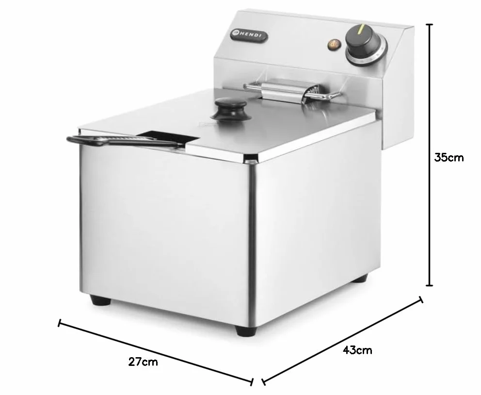 HENDI Frytownica Kitchen Line 8 l | 3500 W | Regulacja temperatury do 190°C | w zestawie koszyk i pokrywa