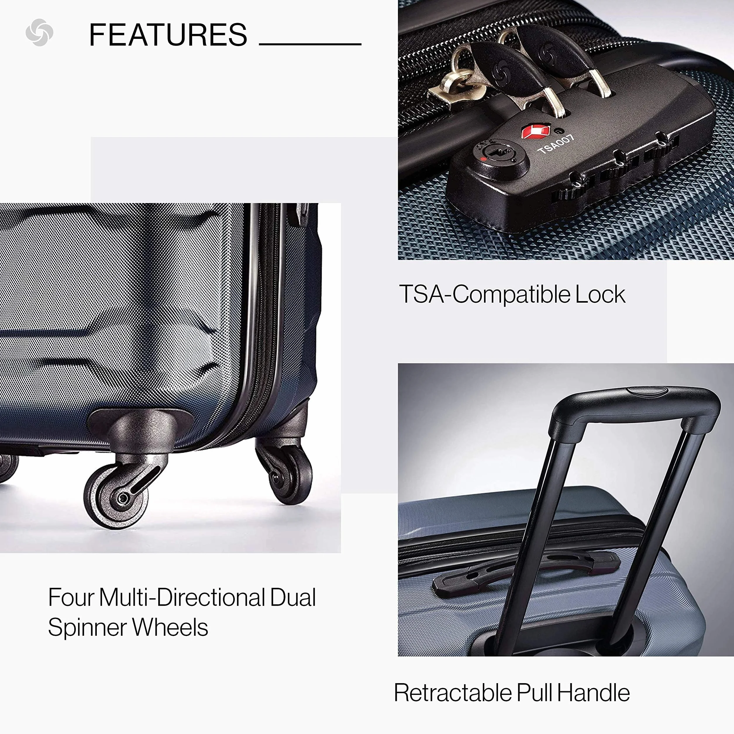 Samsonite Omni PC Hardside 3-Częściowy Zestaw Spinner (20/24/28), Niebieskozielony, Rozszerzalny Bagaż z Kołami Obrotowymi
