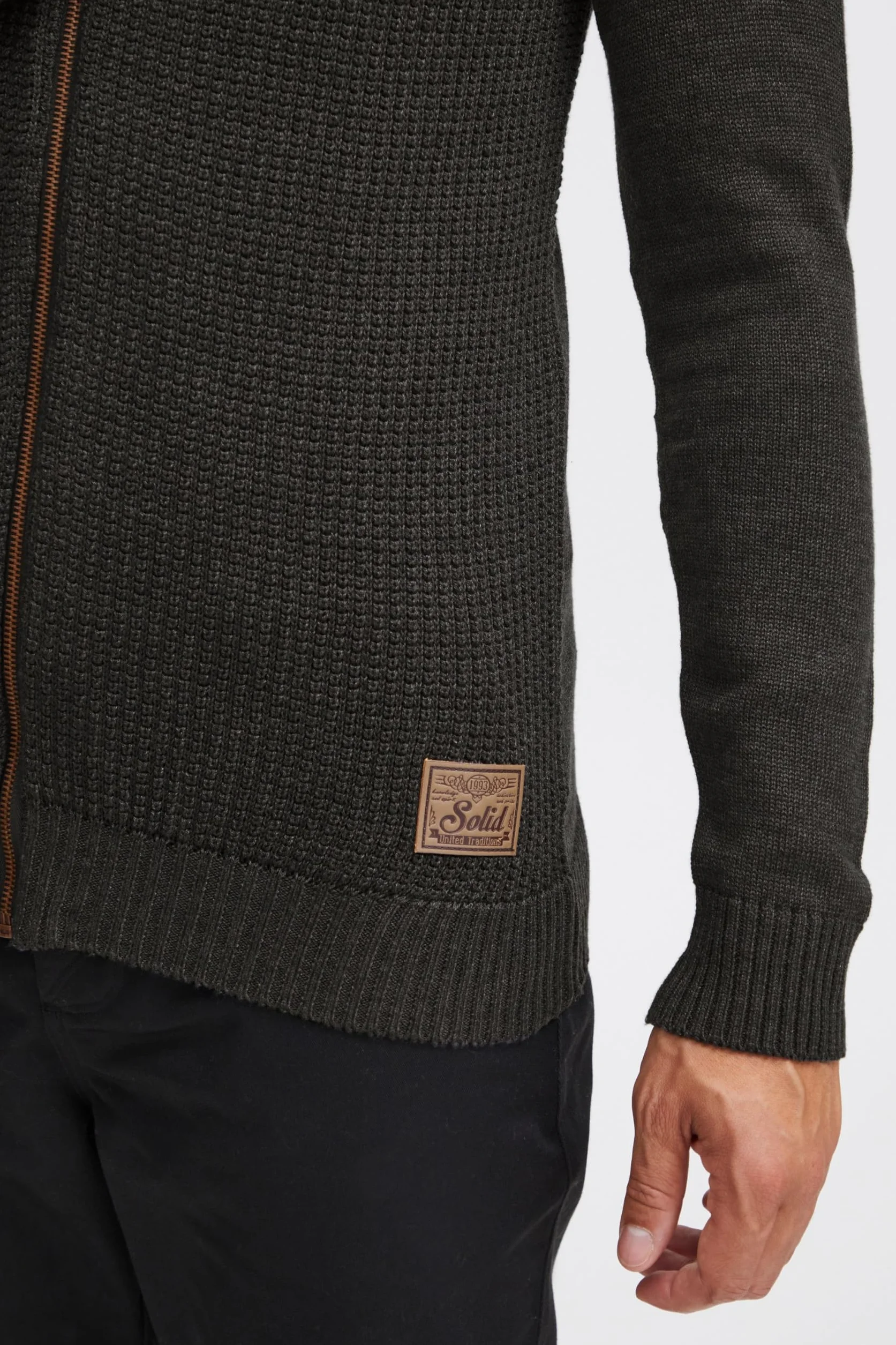 Solid SDTristian męski kardigan z delikatnej dzianiny, sweter ze stójką, zamek błyskawiczny, mieszanka bawełny, regularny krój