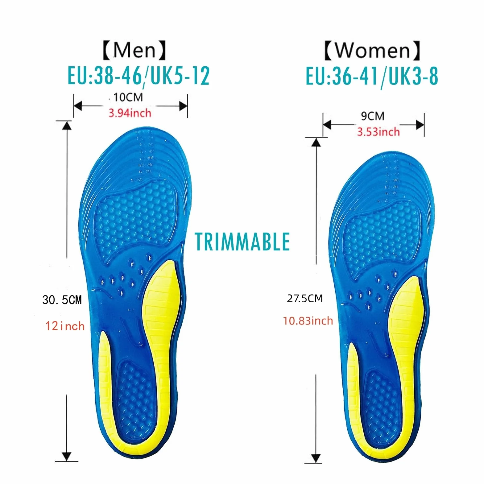Goofort Damskie i męskie wkładki żelowe 3D-Xpain amortyzacja wstrząsów masaż sporty wspierające ortopedyczne wkładki do butów trekkingowych biegania buty sportowe wygodne wsparcie łuku