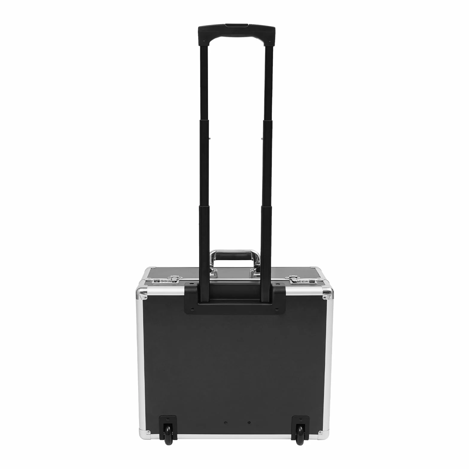 Walizka na dokumenty z aluminium, na dokumenty z zamkiem szyfrowym i uchwytem teleskopowym, duży mobilny organizer biurowy z przegródkami, ciche kółka, do podróży i biznesu, czarny, Walizka na