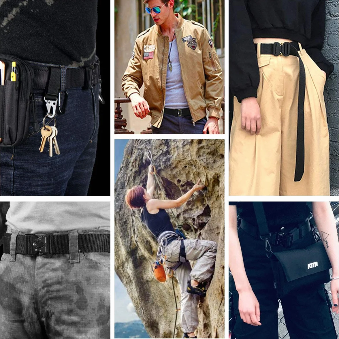 AivaToba Cobra Pasek taktyczny, unisex, nylon, w wojskowym/survivalowym stylu, metalowa klamra z mechanizmem szybkiego zapięcia, do aktywności na świeżym powietrzu, 125 cm