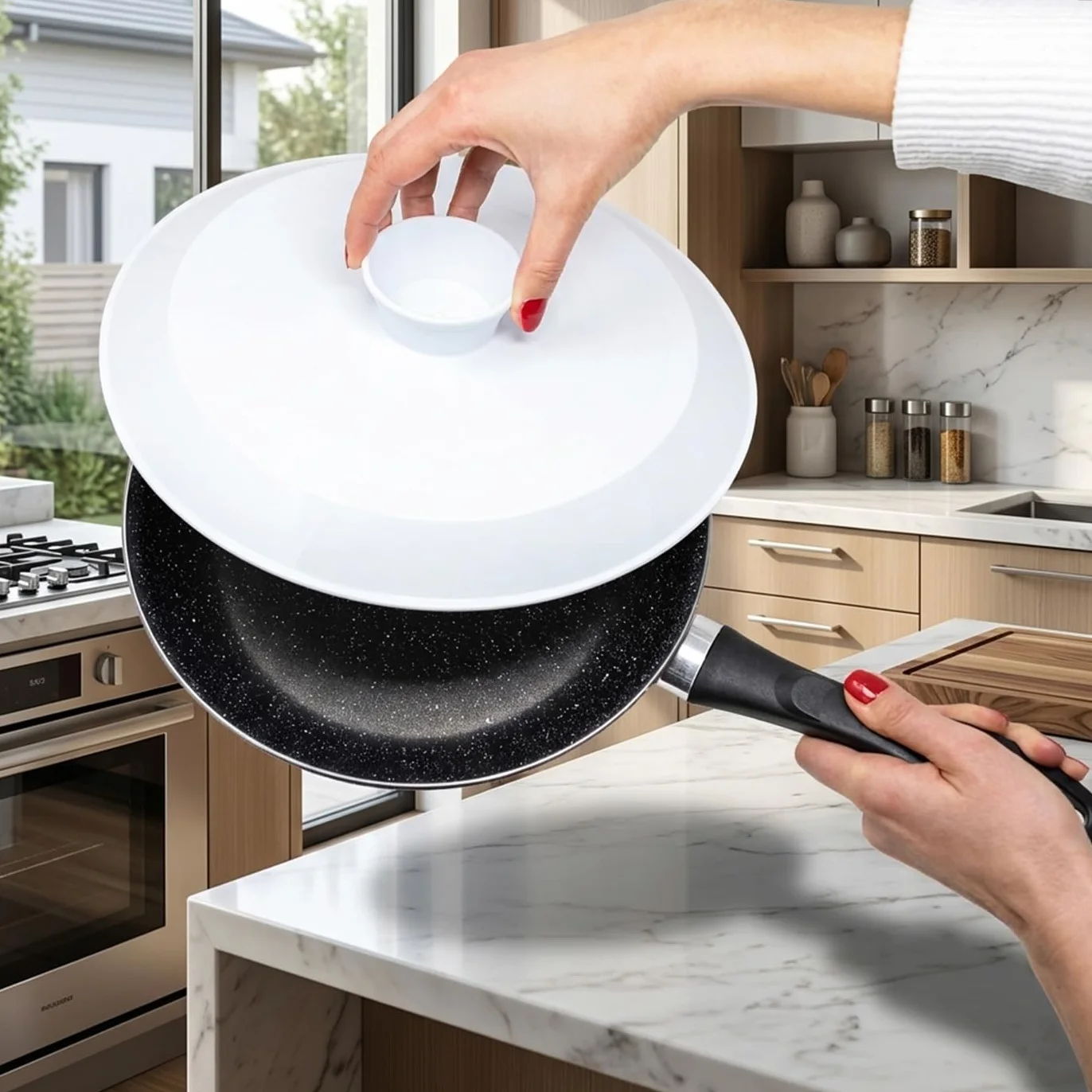 Talerz Gira Tortillas 29 cm, pokrywka z klapką, wytrzymały plastik, bez BPA