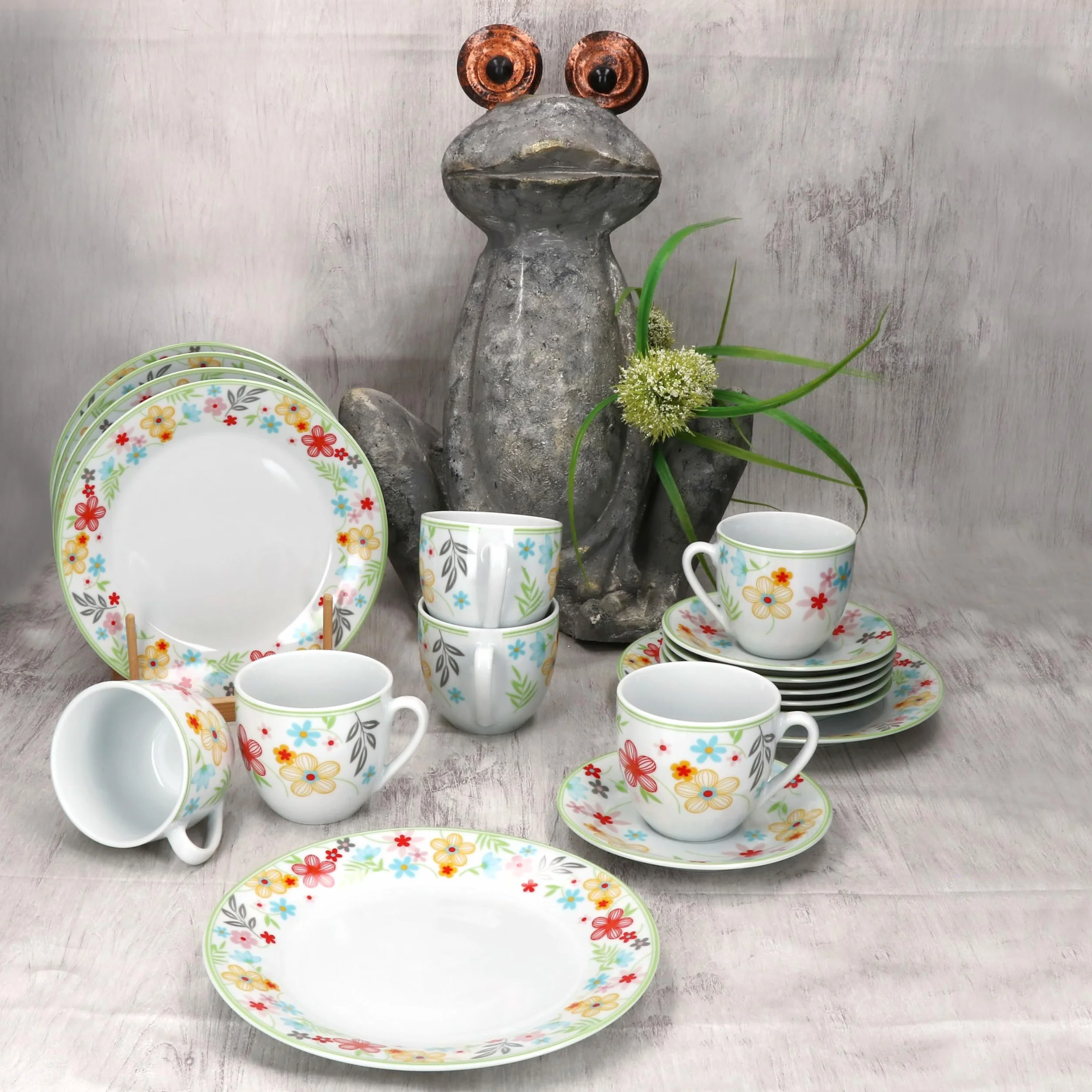 MamboCat Blümchen 18-częściowy porcelanowy serwis do kawy dla 6 osób