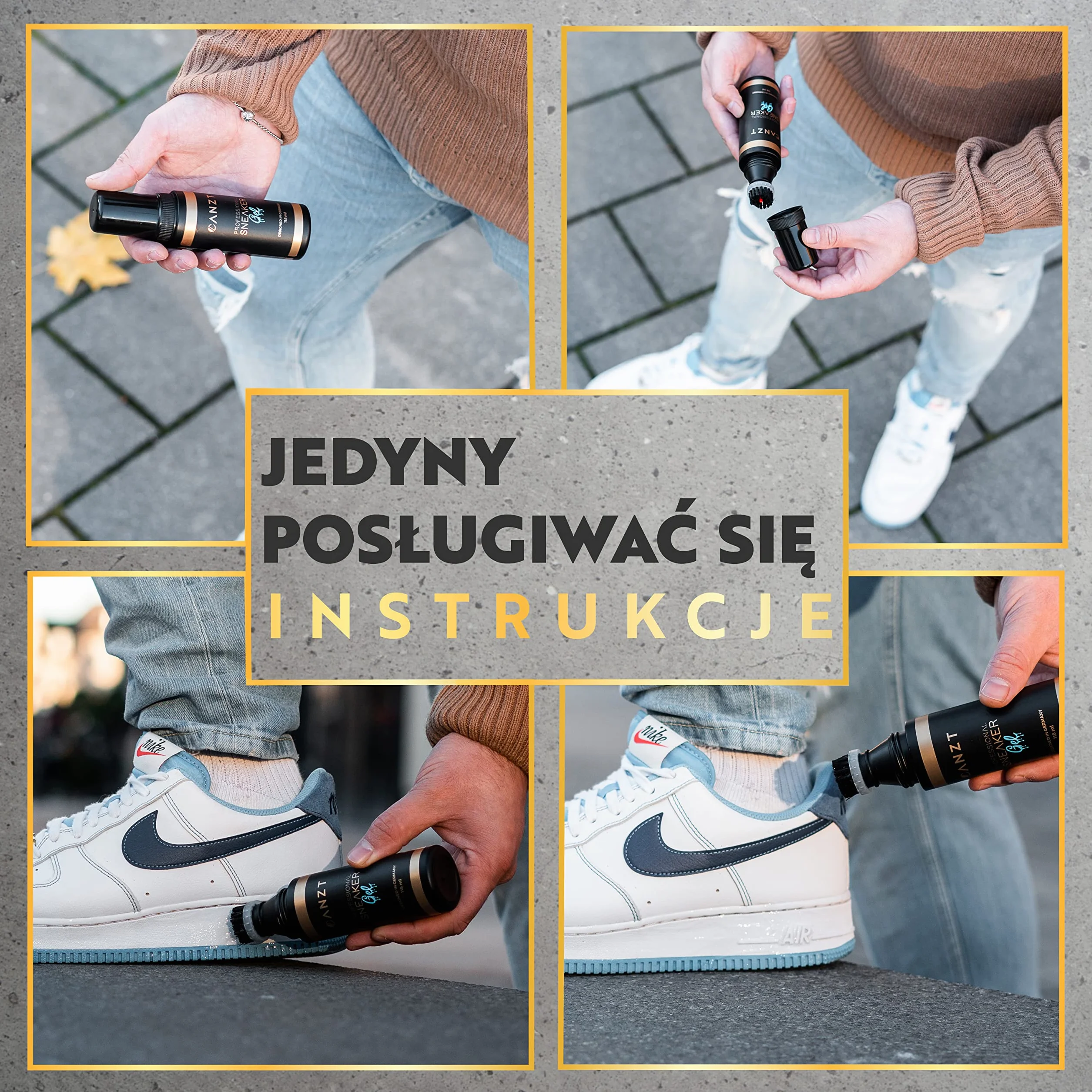 Canzt Professional Sneaker Gel - Żel czyszczący do butów Premium wraz ze szczoteczką do czyszczenia w podróży | Czyść trampki i buty skutecznie i delikatnie