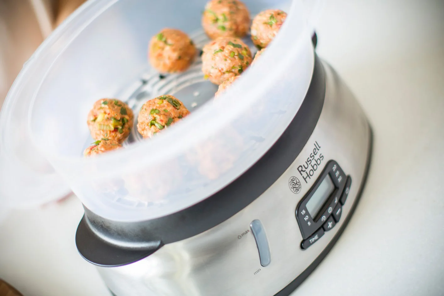 Russell Hobbs Parowar 10,5L cyfrowy wyświetlacz programowalny timer 3 pojemniki do gotowania na parze miska do ryżu 23560-56