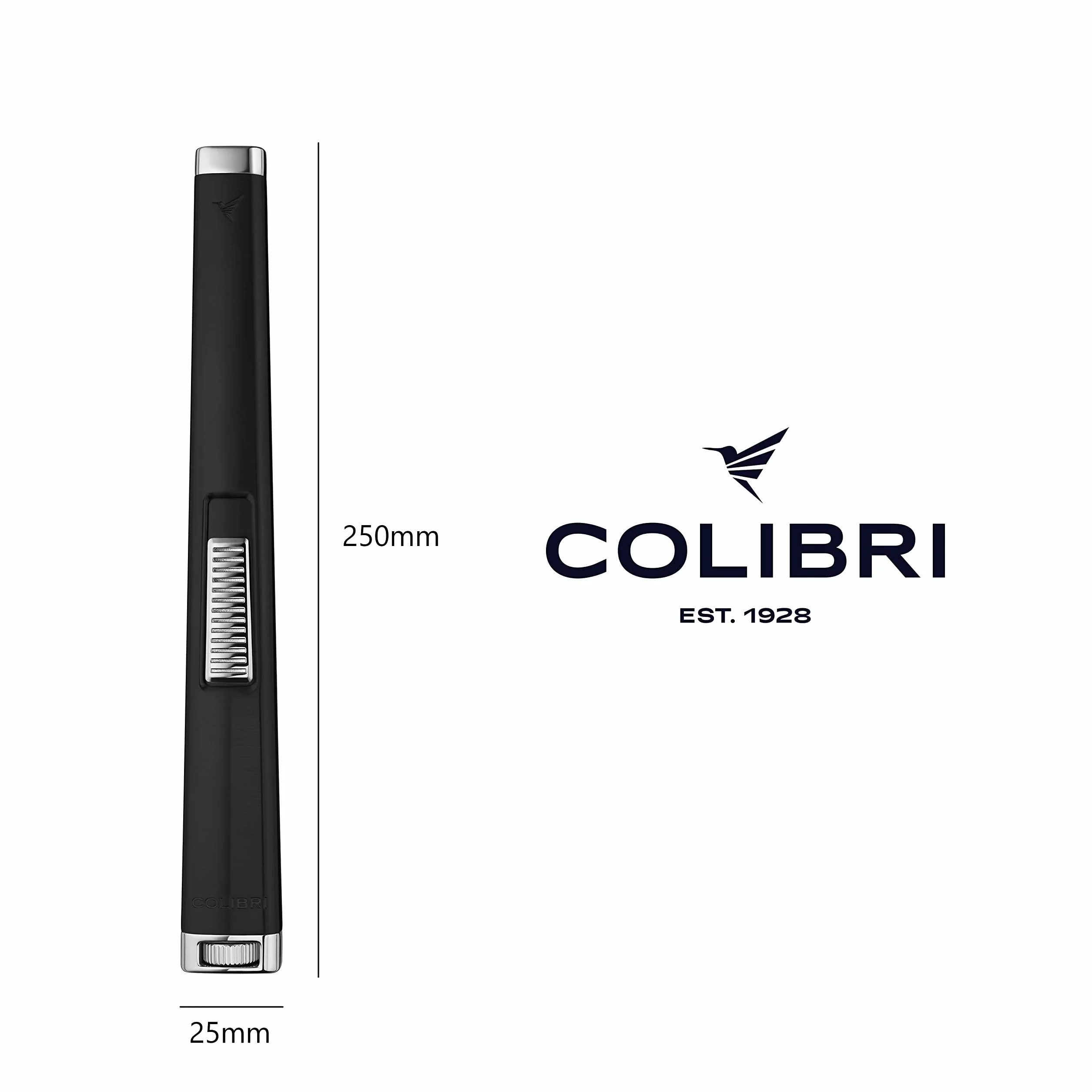 Colibri Aura Jet płomień świeca zapalniczka - Luksusowe wykończenie i solidna metalowa konstrukcja - Długi kształt ciała dla większego zasięgu - Płaski, szeroki płomień krycia - Wiatroodporny do użytku na zewnątrz - Butan do wielokrotnego napełniania (nie
