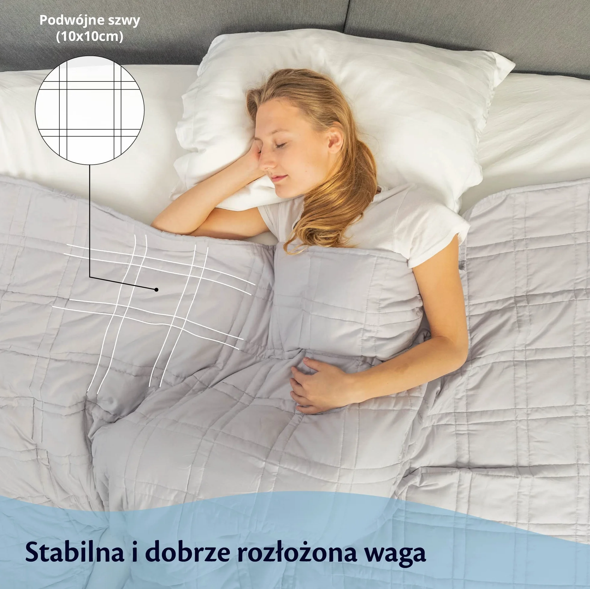 Kołdra Obciążeniowa 7kg 150x200 cm – Koc Sensoryczny Antystresowy, 7-warstwowy, Hipoalergiczny, Bawełna OEKO-TEX, Szary