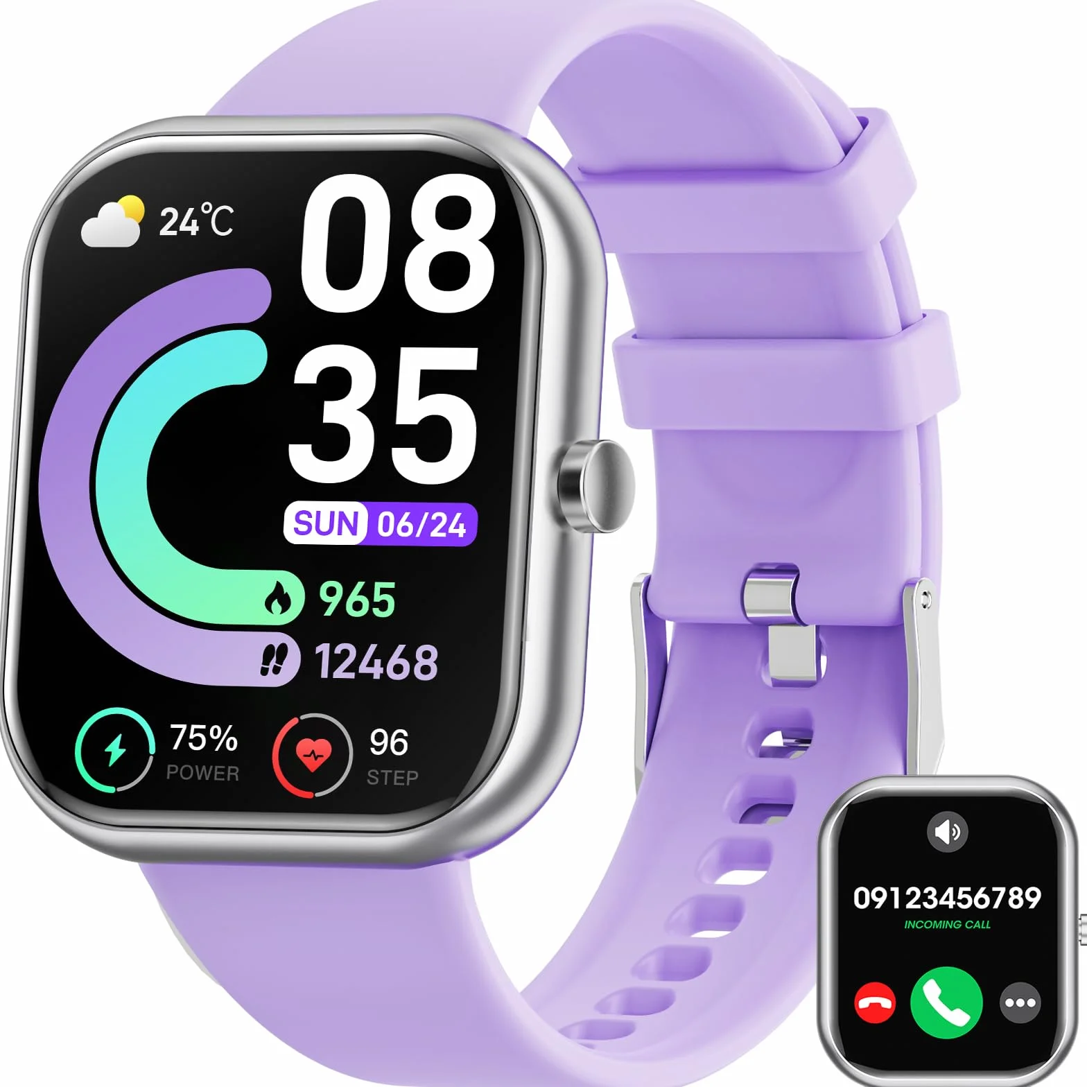 Mingtawn Smartwatch damski, męski z funkcją telefonu, fitness, z ekranem dotykowym 1,85” i pomiarem ciśnienia SpO2 i tętna, z krokomierzem, monitorem snu, wodoodporny, sportowy, IP67 dla Androida iOS