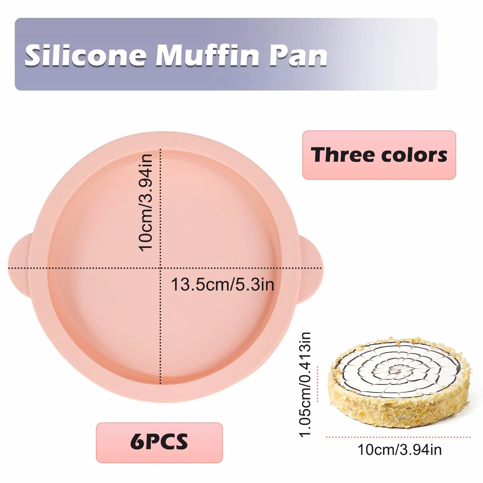 Silikonowe okrągłe formy do pieczenia 10 cm, 4 cale, nieprzywierające do Airfryer, zestaw 6 sztuk