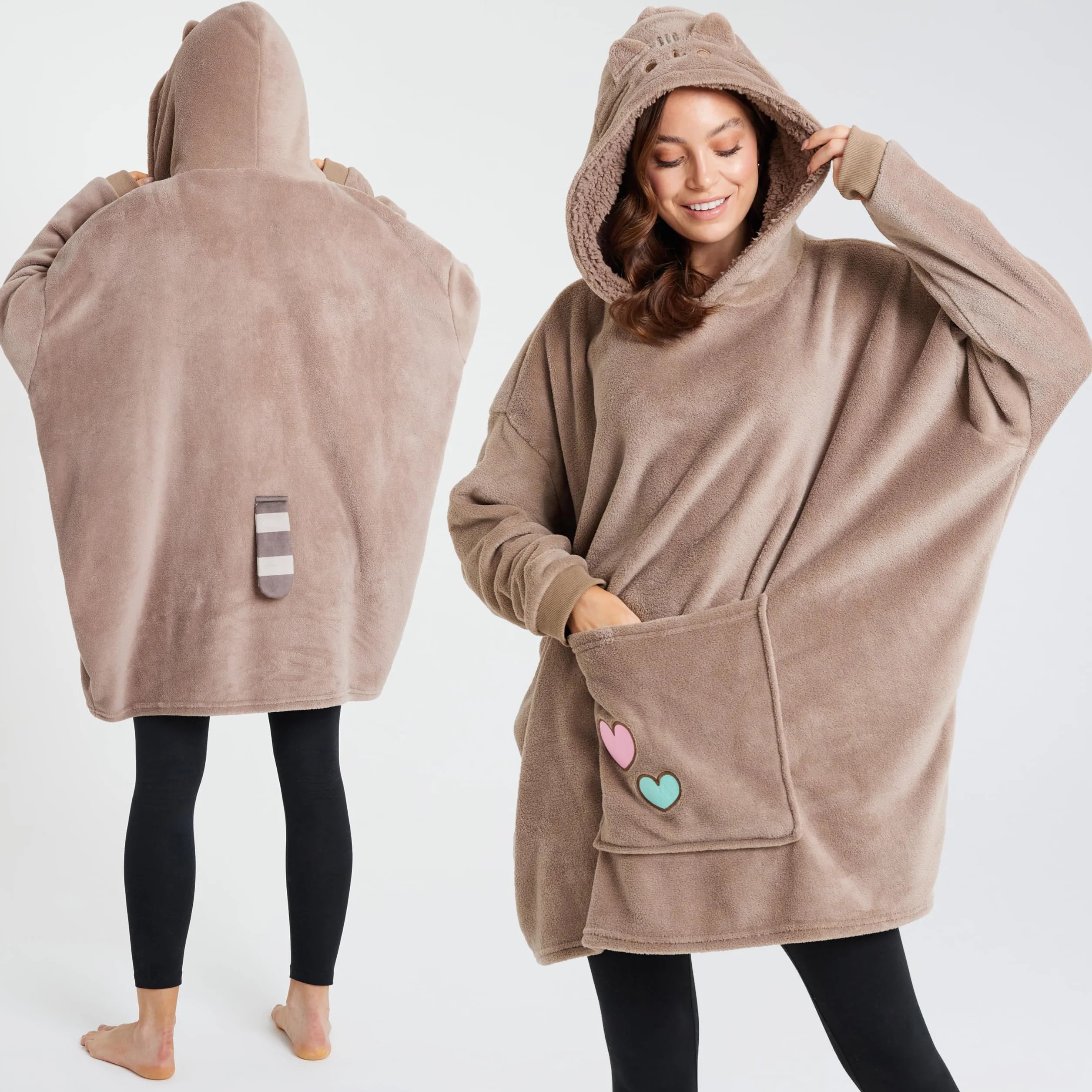 Get Trend Pusheen damskie ponczo oversize, beżowe