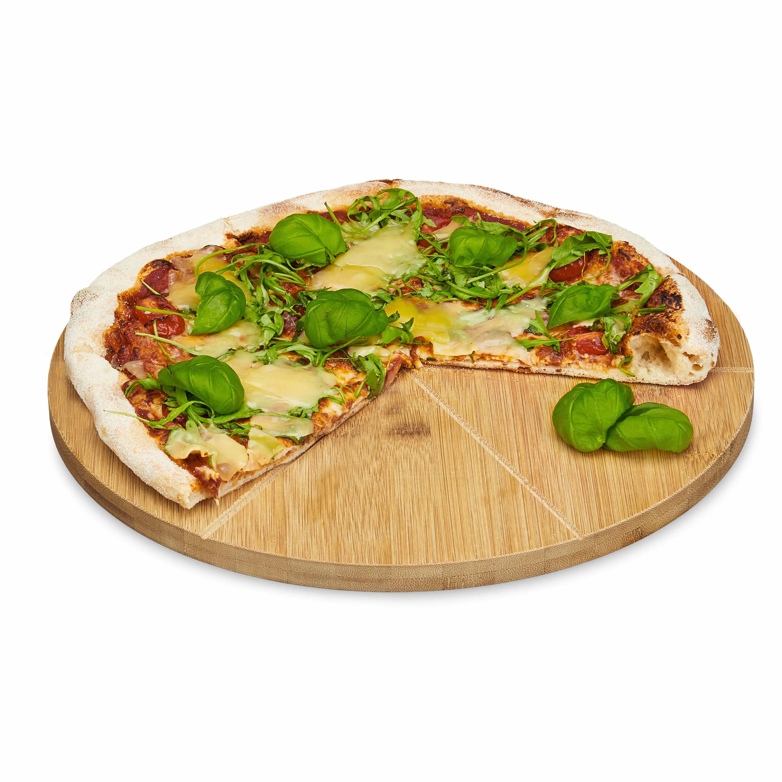 Relaxdays Talerz do Pizzy, Bambusowy, Kolor Naturalny, Średnica 33 cm,