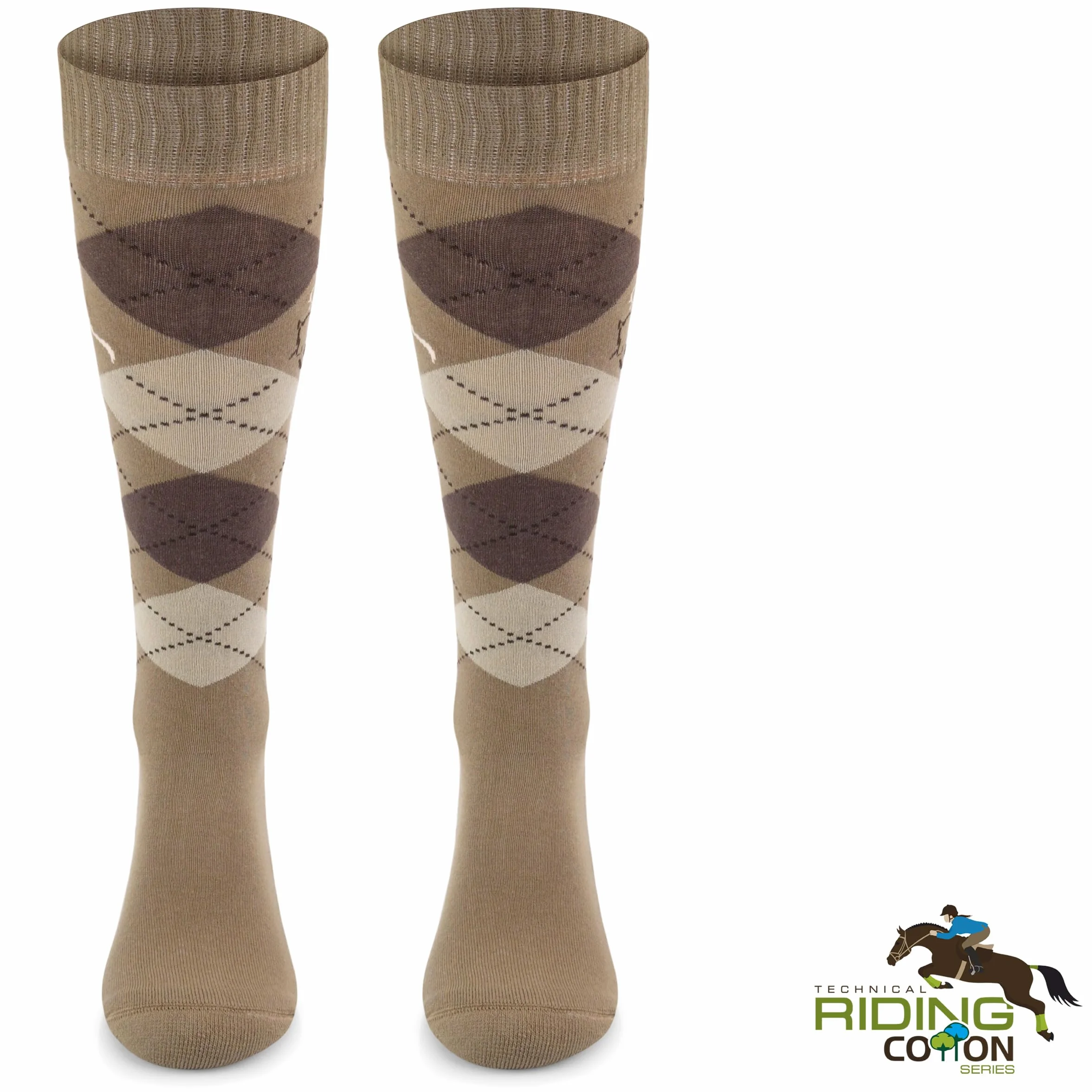 COMODO TECHNICAL SOCKS - Skarpetki Jeździeckie - Podkolanówki - Cienkie Skarpety, Oddychające, Na Lato, Z Wzorem Rombów, Dla Jeźdźców, Płaskie Szwy, SPDJ