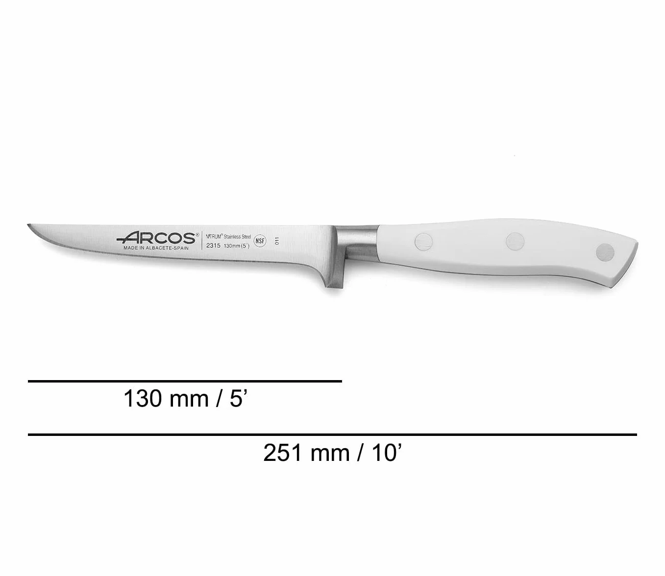 Arcos Riviera Blanc Zestaw noży do szynki ze stali nierdzewnej, dezodorant i nóż do ostrzenia, ergonomiczny uchwyt