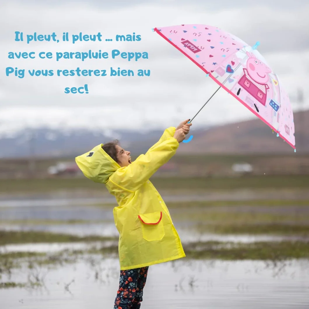 mybagstory parasol dziecięcy - Świnka Peppa - różowy, przedszkole, wakacje, parasol dziewczęcy, 73 cm, pomysł na prezent, lekki, kompaktowy, otwieranie ręczne - odporny na zaciśnięcie