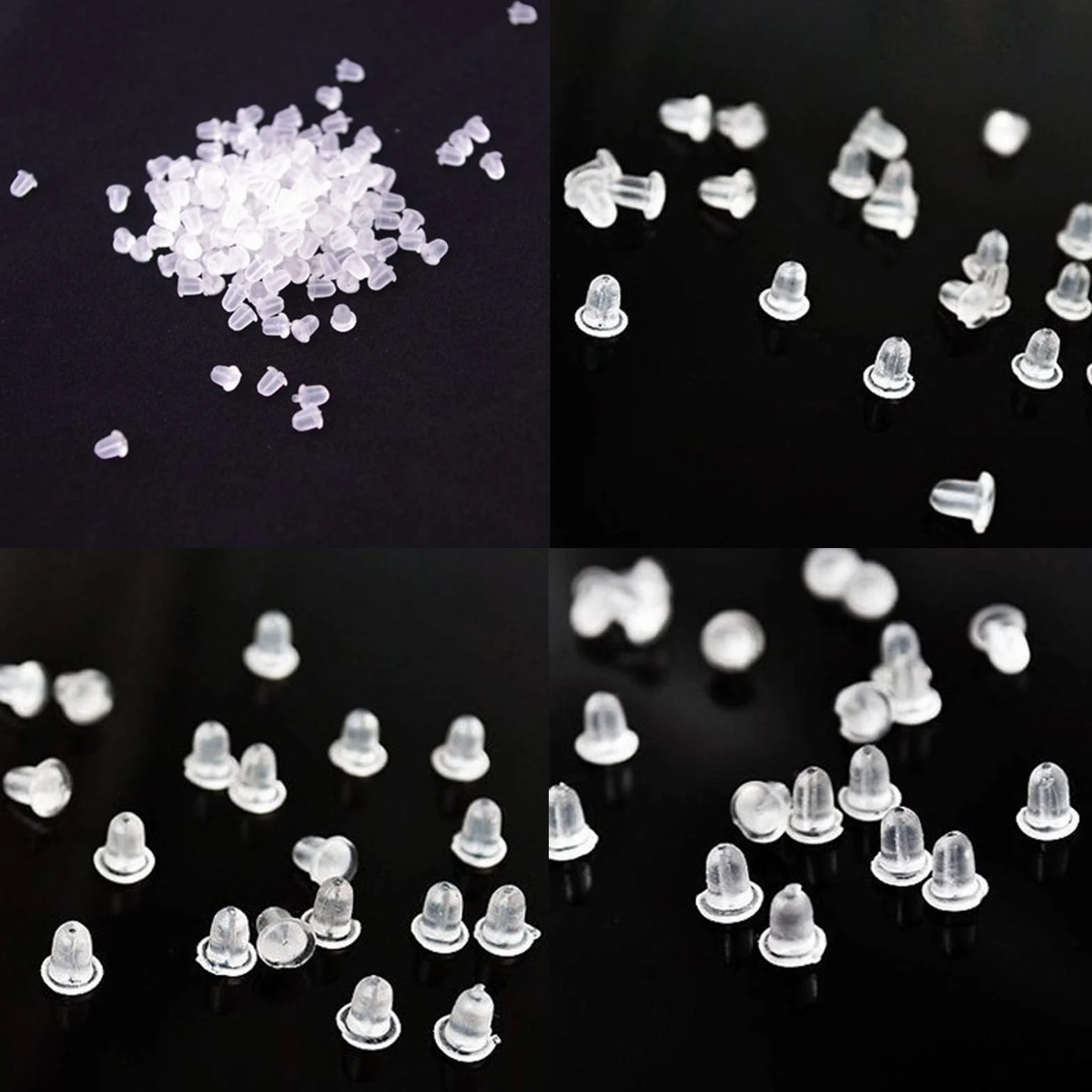 Korek do kolczyków kolczyki przezroczysty gumowy korek bezpieczeństwa Earstop zatyczki do uszu z tyłu białe plastikowe gumowe kolczyki 5 mm x 5 mm (100 sztuk)