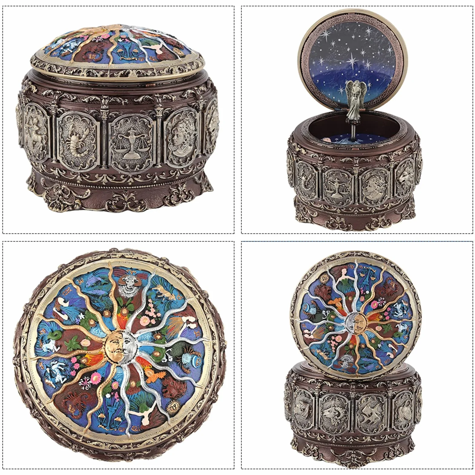 MAGT Vintage pozytywka, 12 konstelacji, konstelacja, obrotowa, LED, klasyczna pozytywka, prezent
