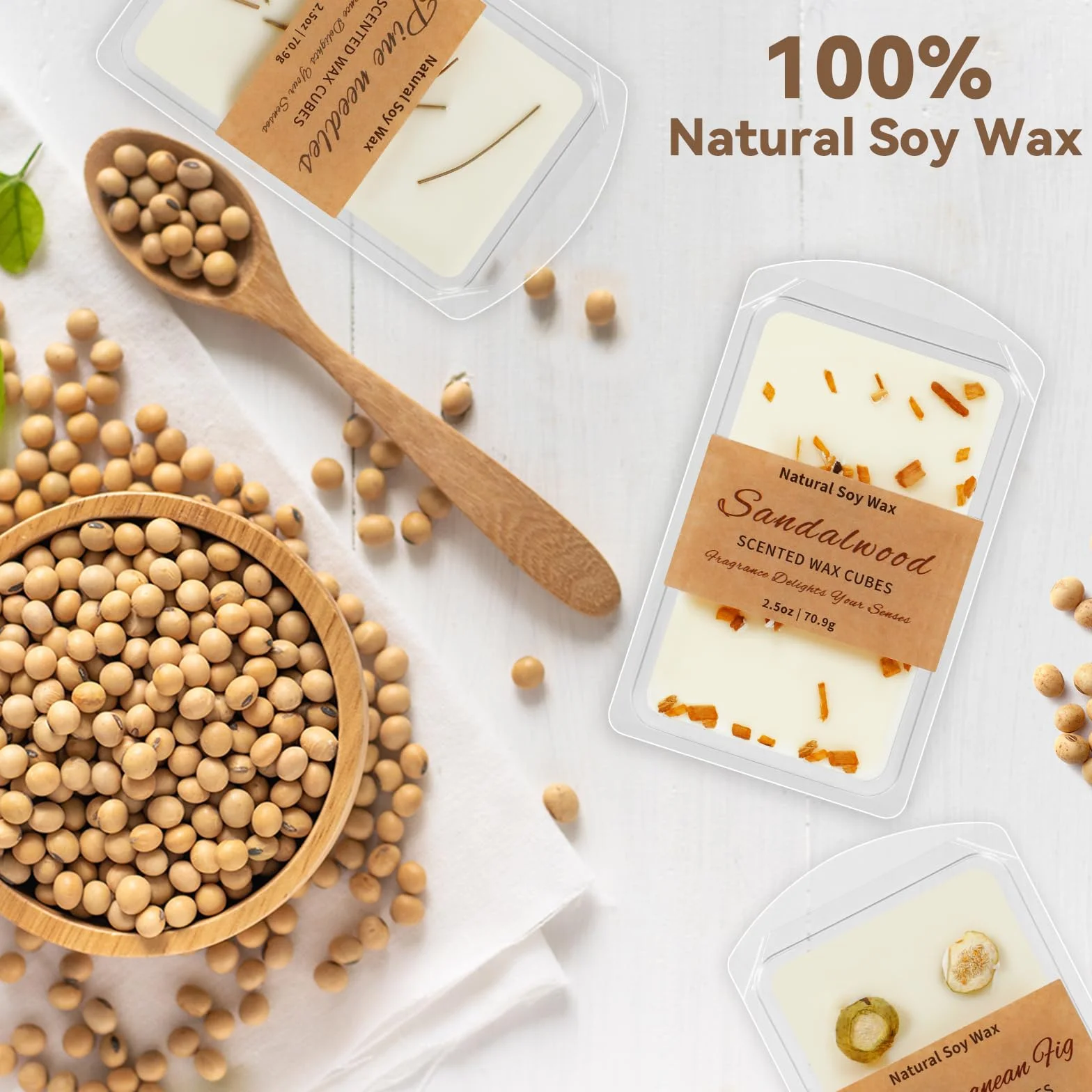 SCENTORINI Wosk zapachowy sojowy 3 aromaty śródziemnomorskie figi drzewo sandałowe