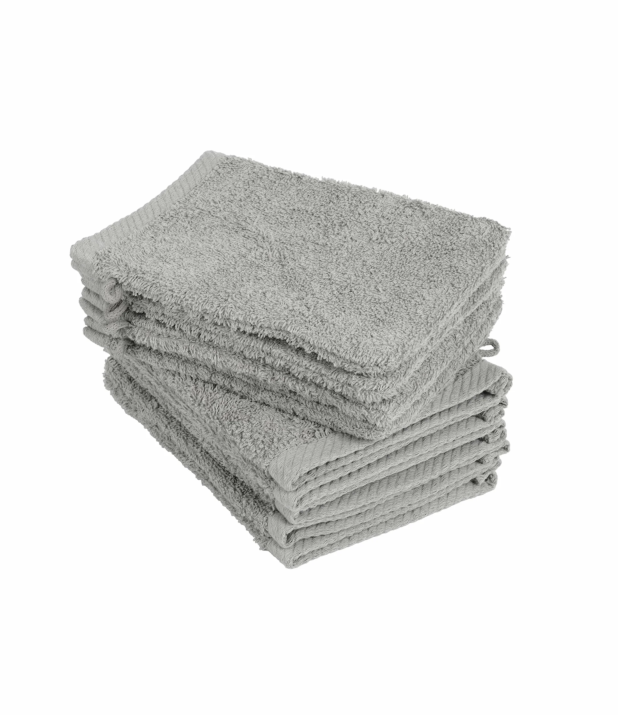 Zestaw 10 rękawic do mycia, myjki rozmiar 15 x 21 cm w kolorze srebrnym 100% bawełna