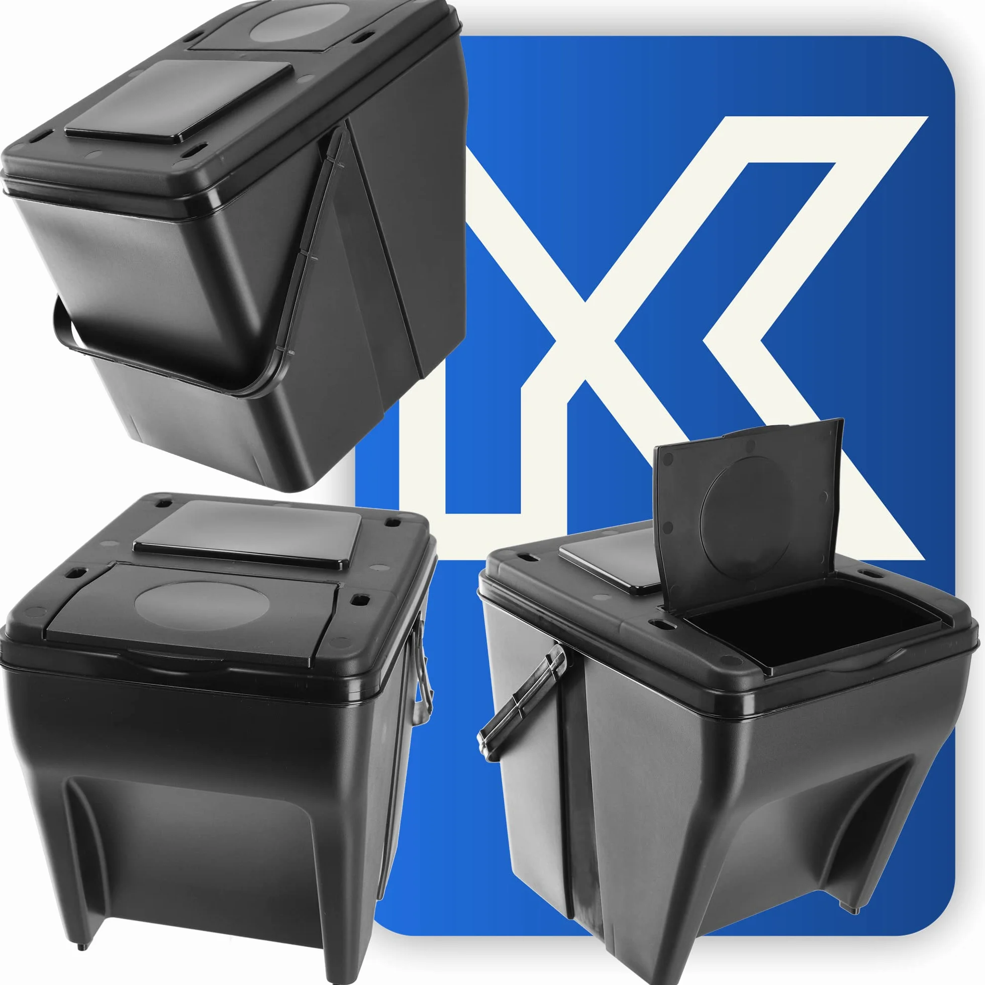KADAX Zestaw 3 szt. System segregacji odpadów 3 x 25 l