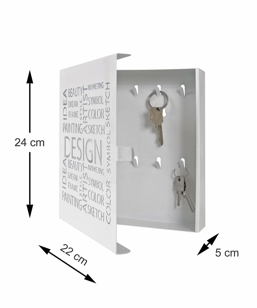 HAKU metalowe pudełko na klucze białe 22x5x24 cm
