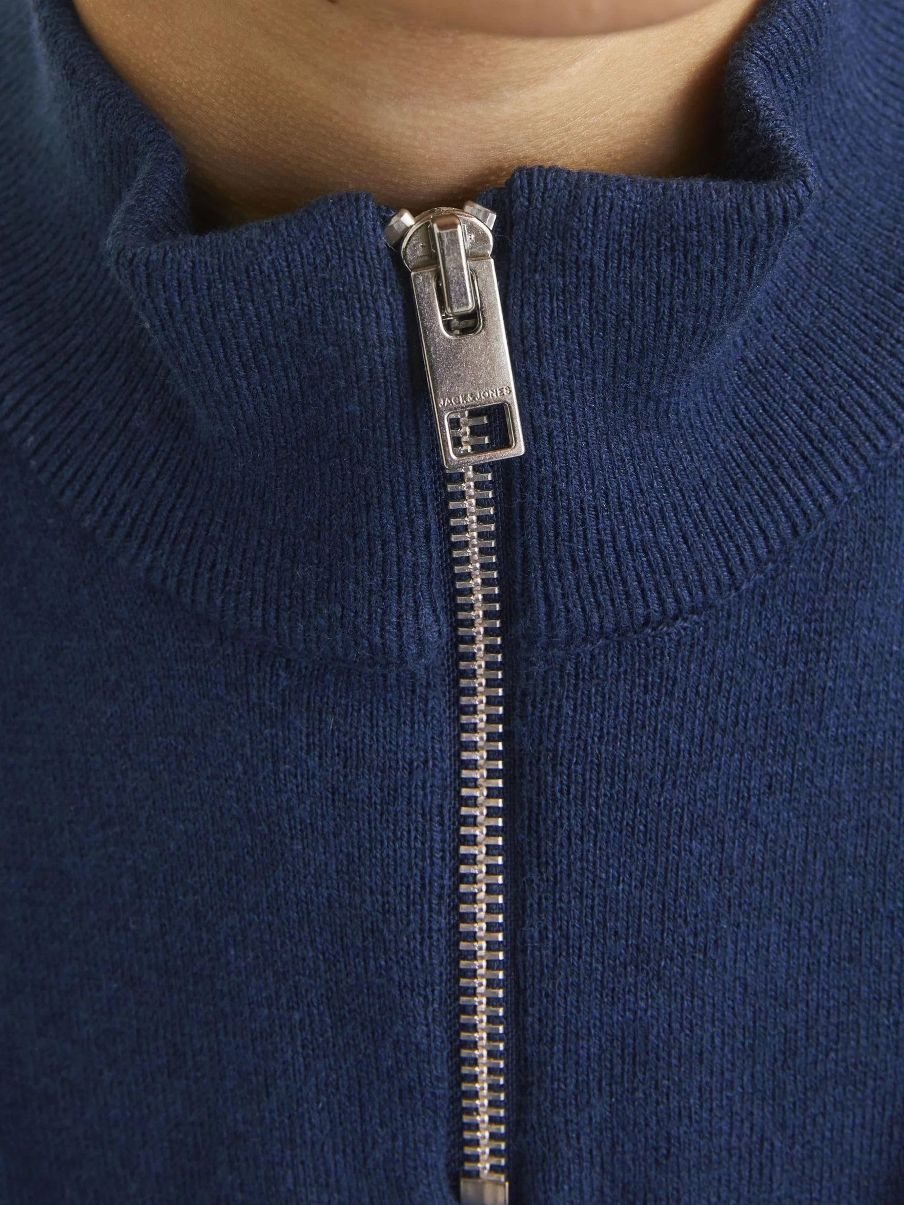 JACK&JONES JUNIOR Chłopięcy Jjeemil Knit Half Zip Noos Jnr sweter z dzianiny, granatowy blezer, 140