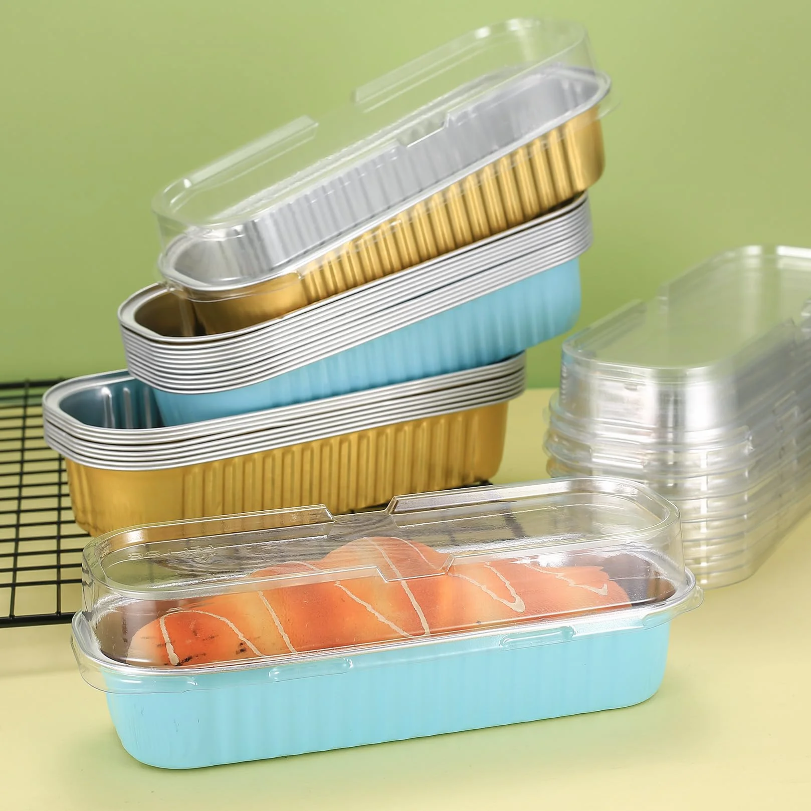 aluminiowe pojemniki z folii aluminiowej z pokrywkami, 20 szt. pojemniki z folii aluminiowej 200 ml z pokrywkami, aluminiowe formy do chleba, aluminiowe formy do pieczenia, kubki do pieczenia