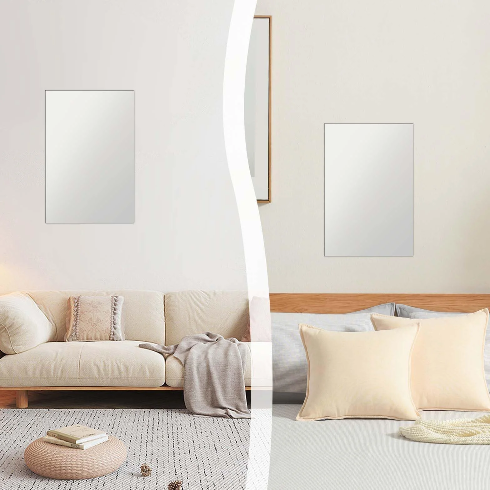 Akrylowe lustro samoprzylepne 20 x 30 cm elastyczne płytki lustrzane nietłukące się folia lustrzana