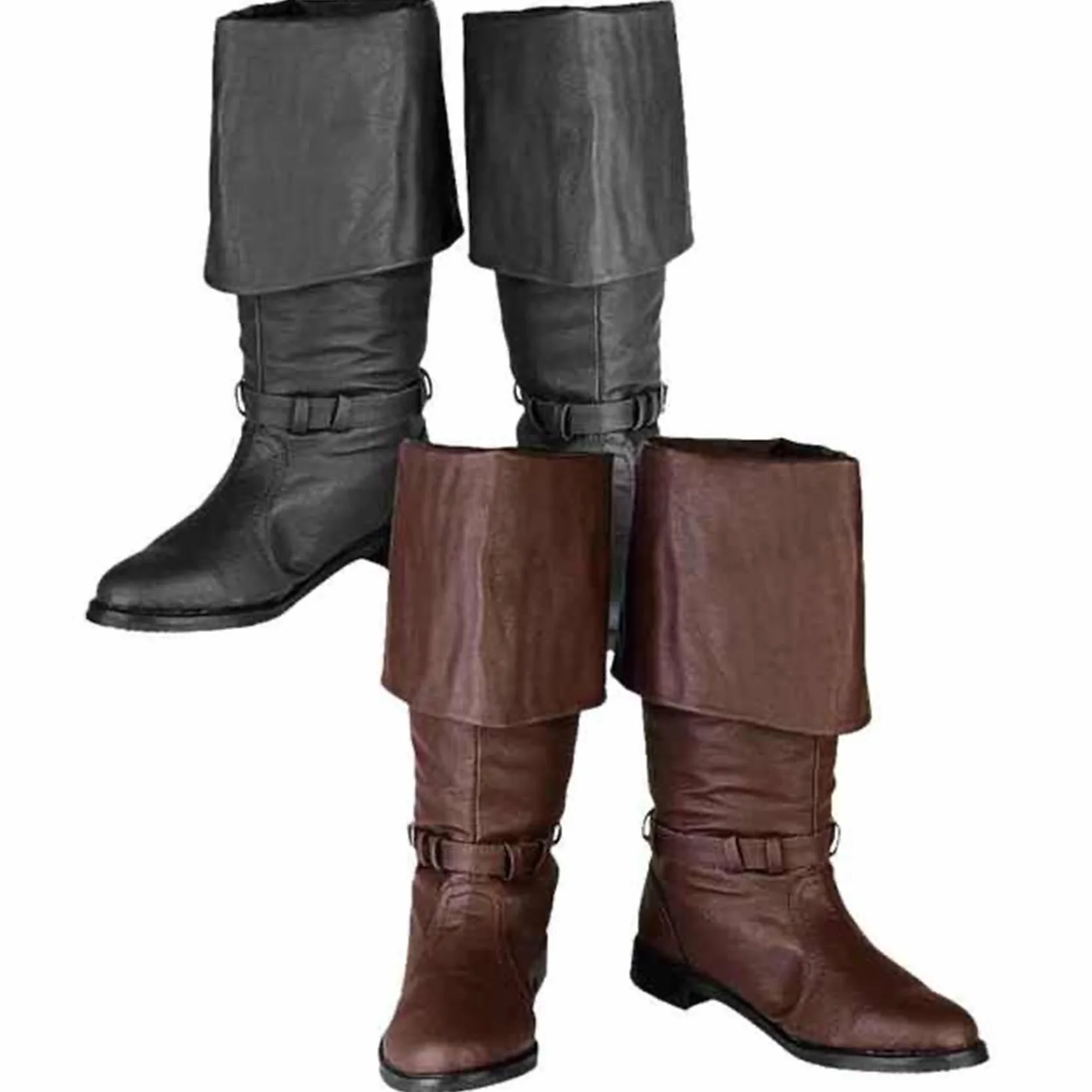 Męskie średniowieczne buty rycerskie vintage rycerz pirackie wysokie buty ze skóry PU kowbojskie buty, akcesoria do kostiumu na Halloween cosplay