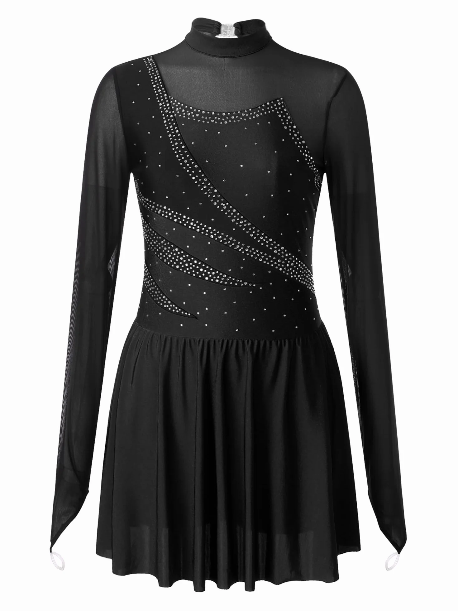 TiaoBug Sukienka do łyżwiarstwa figurowego damska sukienka z długim rękawem sukienka baletowa sukienka do tańca gimnastyka odzież rozm. S M L XL XXL