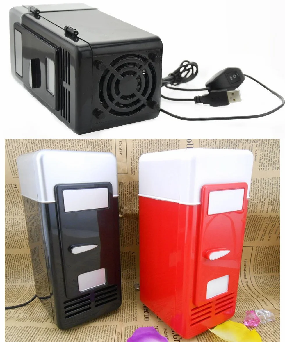 ThreeH Mini lodówka USB chłodziarka napoje puszki H-UF05Black czarna