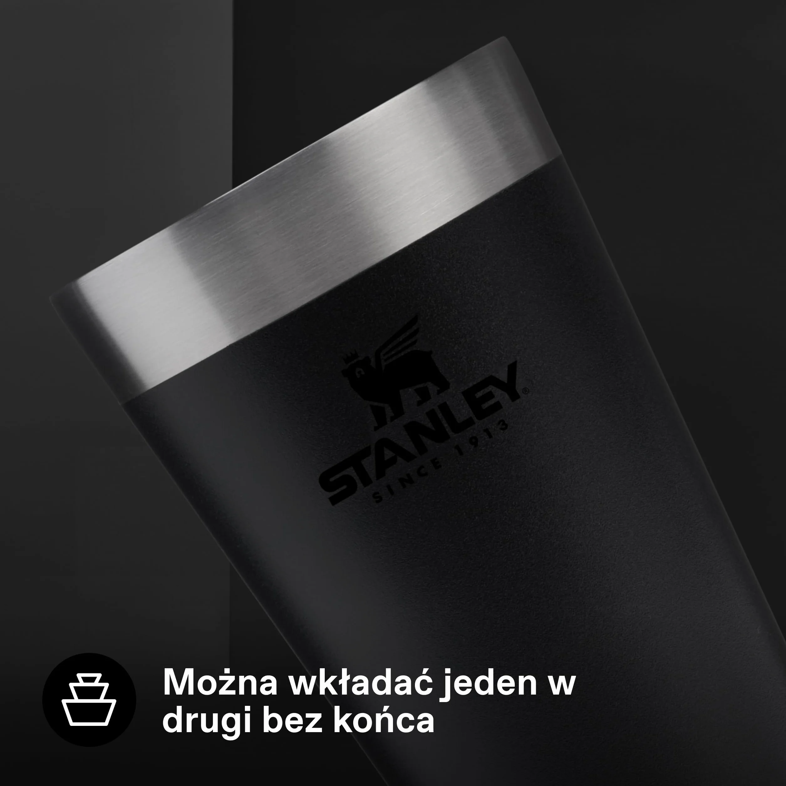 Stanley 1913 Adventure Stacking Beer Pint 0.47L - Utrzymuje zimne piwo przez 4 godziny - Kufel do piwa ze Stali Nierdzewnej - Podwójne ścianki z izolacją próżniową
