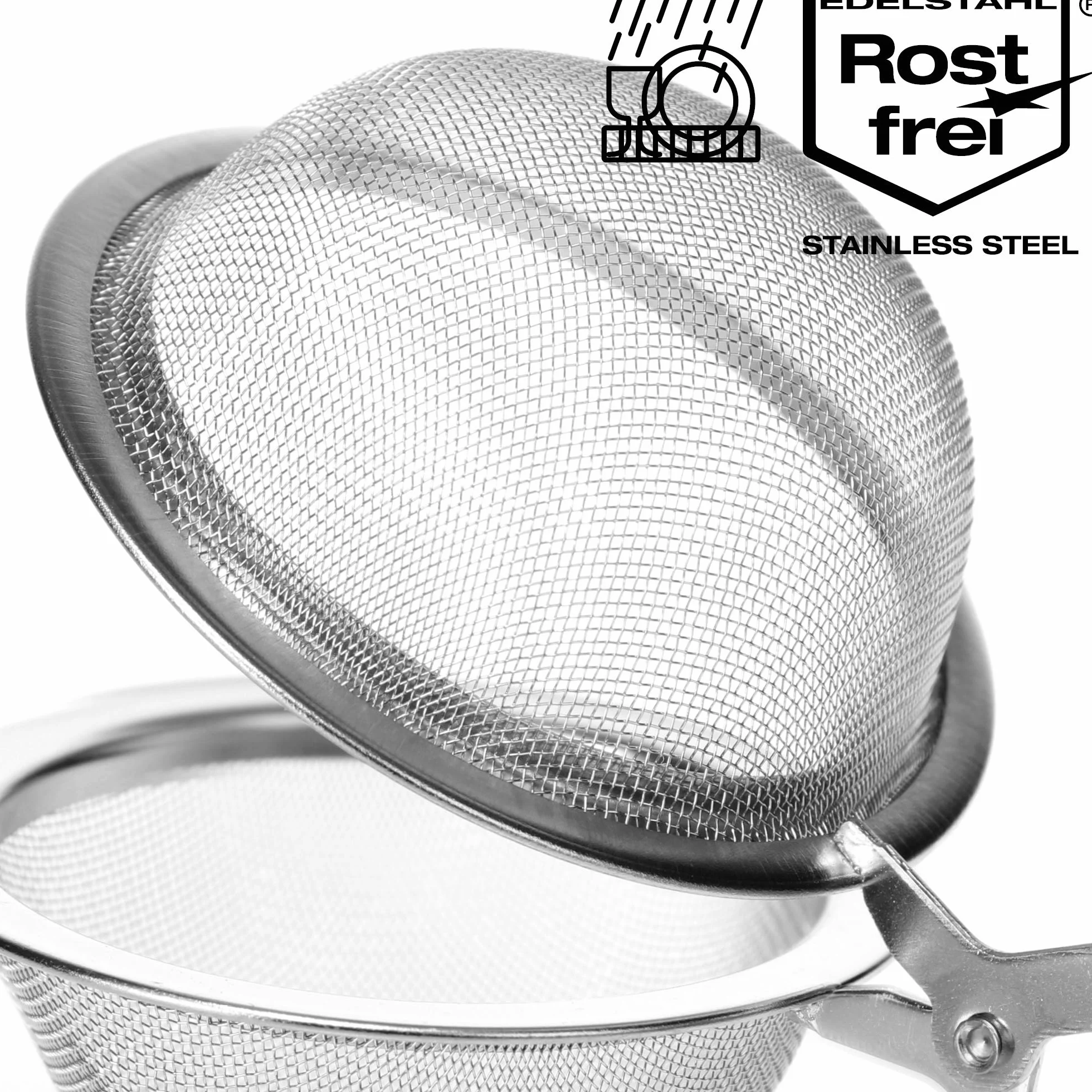 COM-FOUR® 2x Szczypce do herbaty, zaparzacz do herbaty ze stali nierdzewnej 304, Ø 5,5 cm