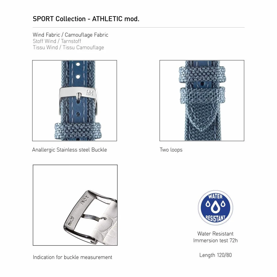 Morellato Bransoletka do zegarka, kolekcja sportowa, mod. Athletic, z tkaniny - A01X4496A06 Taśma 18mm niebieski