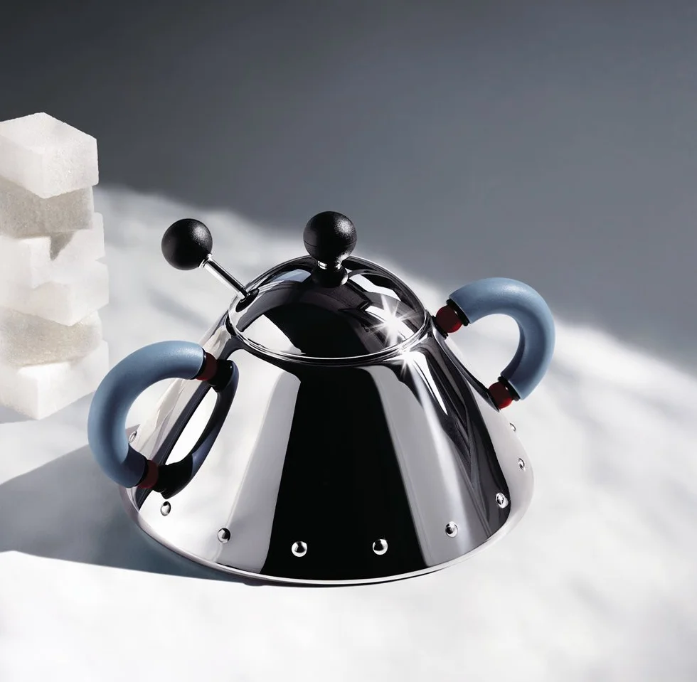Alessi 9097 cukiernica ze stali nierdzewnej niebieska średnica 10,5 cm